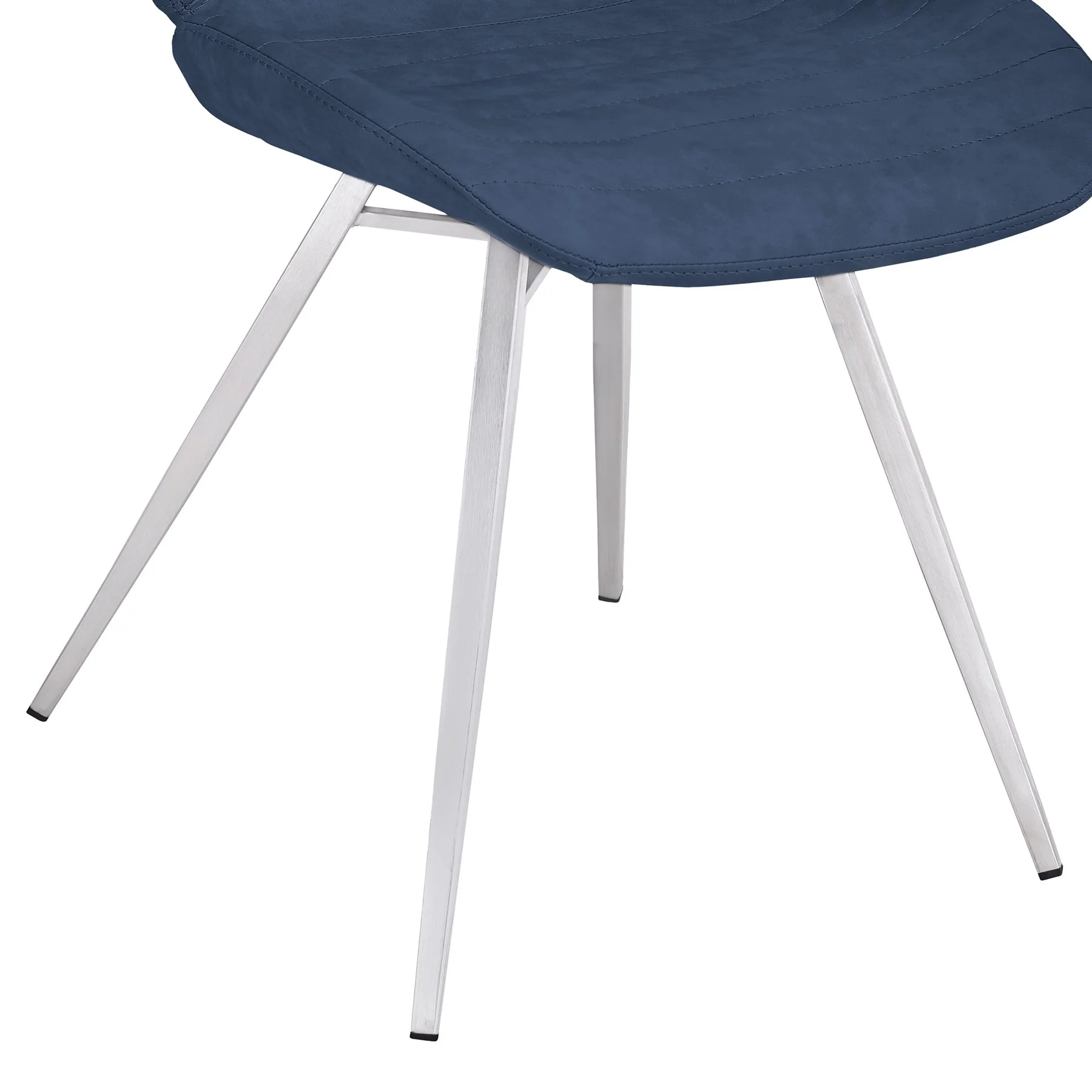 Valor Contemporary Dining Chair in Brushed Stainless Steel with Dark Vintage Blue Faux Leather - Set of 2 - Image 6