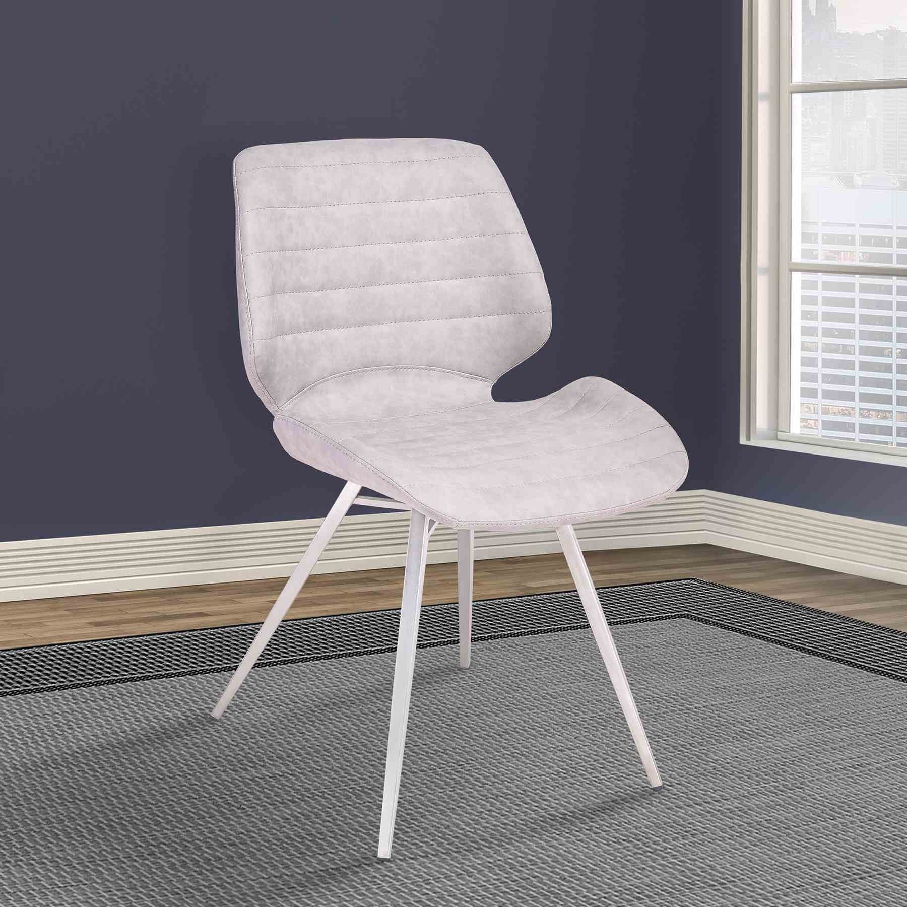 Valor Contemporary Dining Chair in Brushed Stainless Steel with Vintage Gray Faux Leather - Set of 2 - Image 6