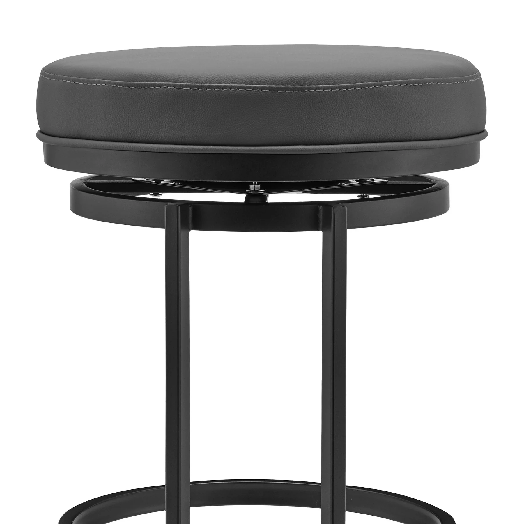 Vander 26" Gray Faux Leather and Black Metal Swivel Bar Stool - Image 5