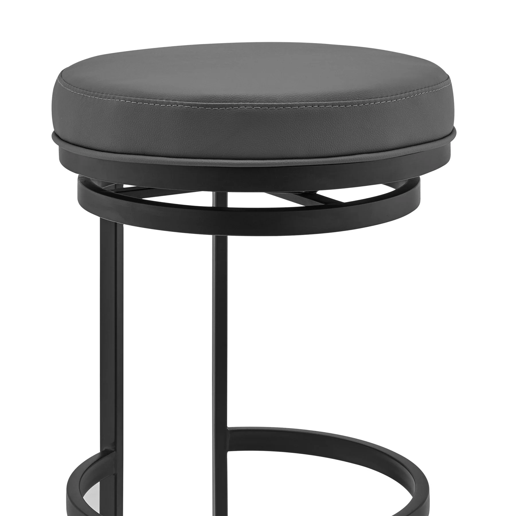 Vander 30" Gray Faux Leather and Black Metal Swivel Bar Stool - Image 4