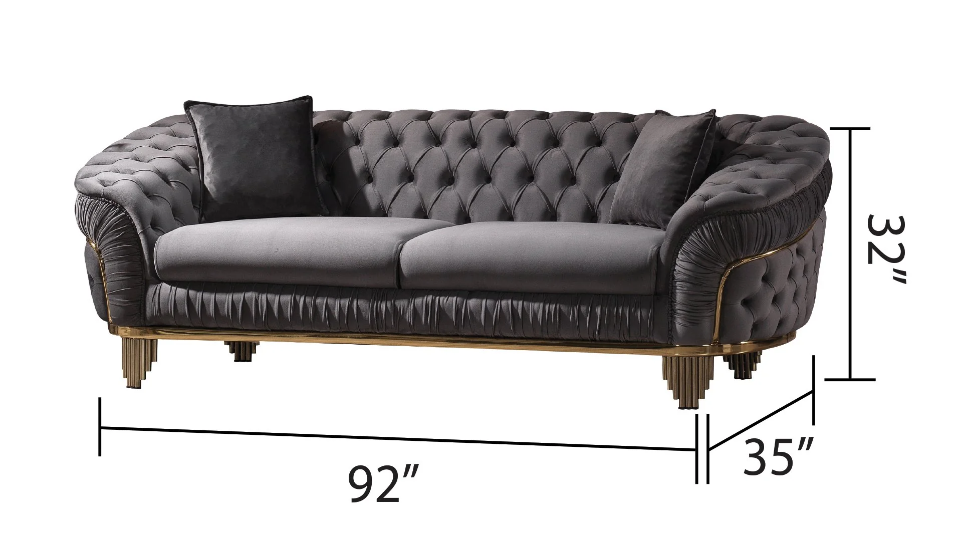 Vanessa 3 Pc Living Room set Gray - Image 3