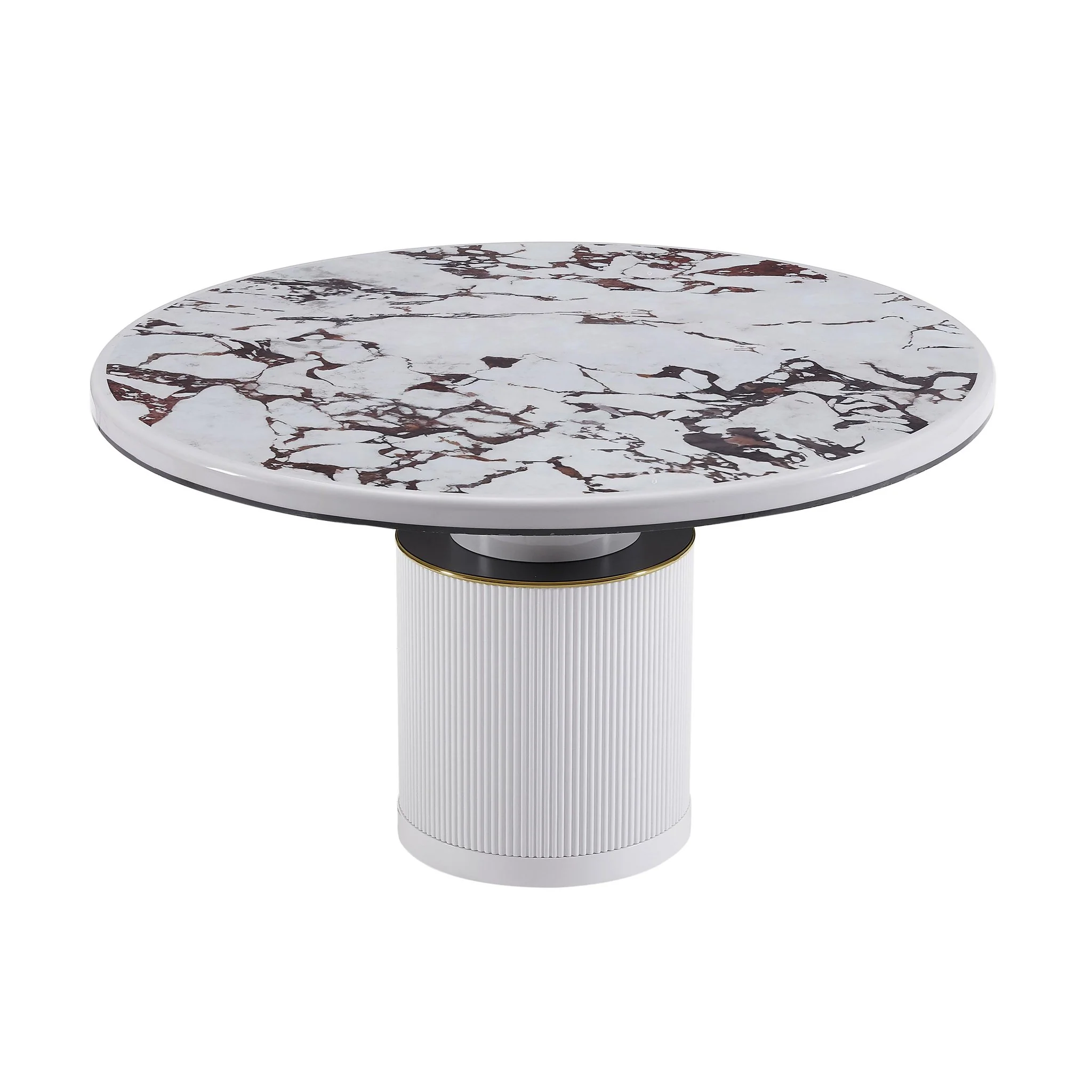 Vanessa White Marble Lacquer 53 inch Round Dining Table - Image 3