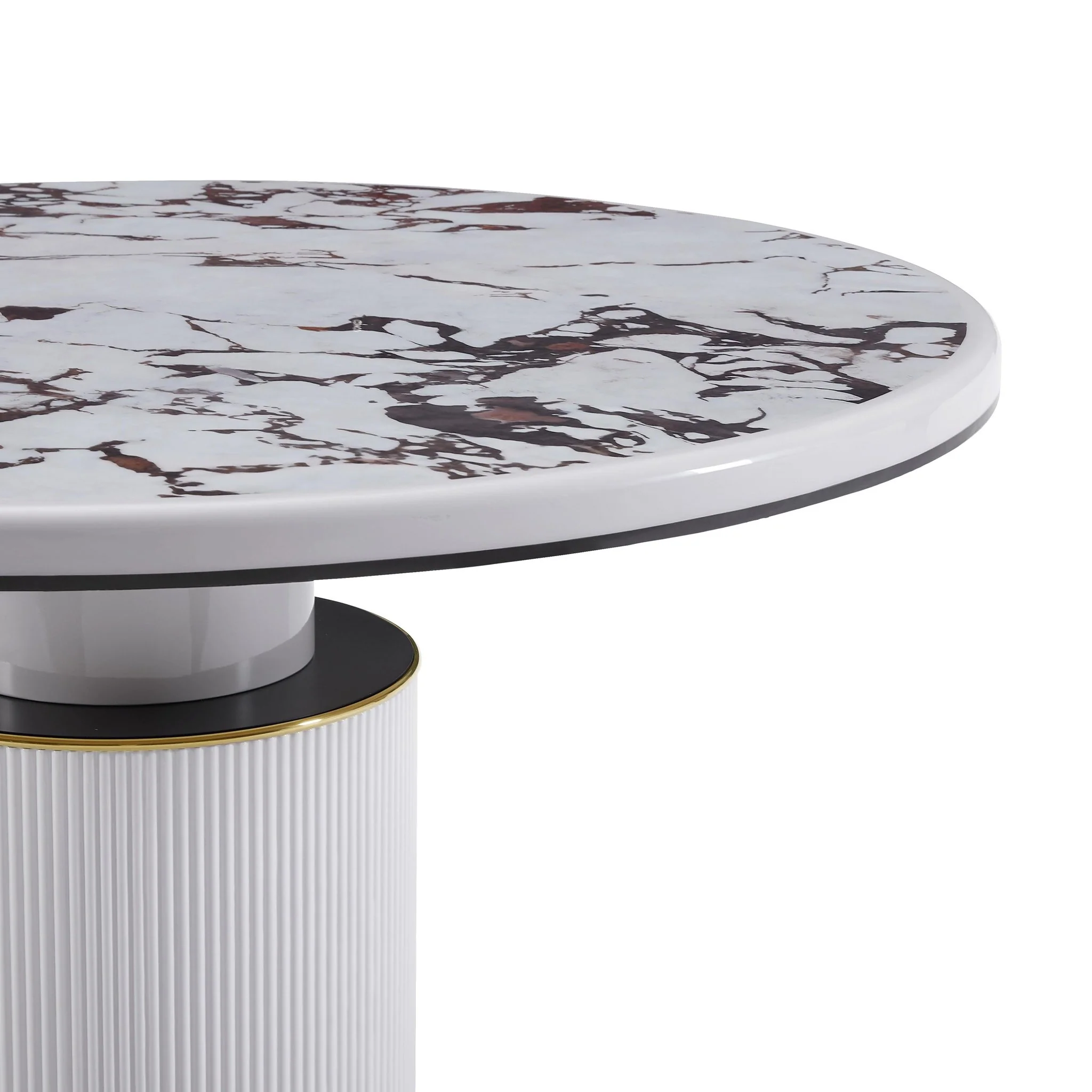 Vanessa White Marble Lacquer 53 inch Round Dining Table - Image 4