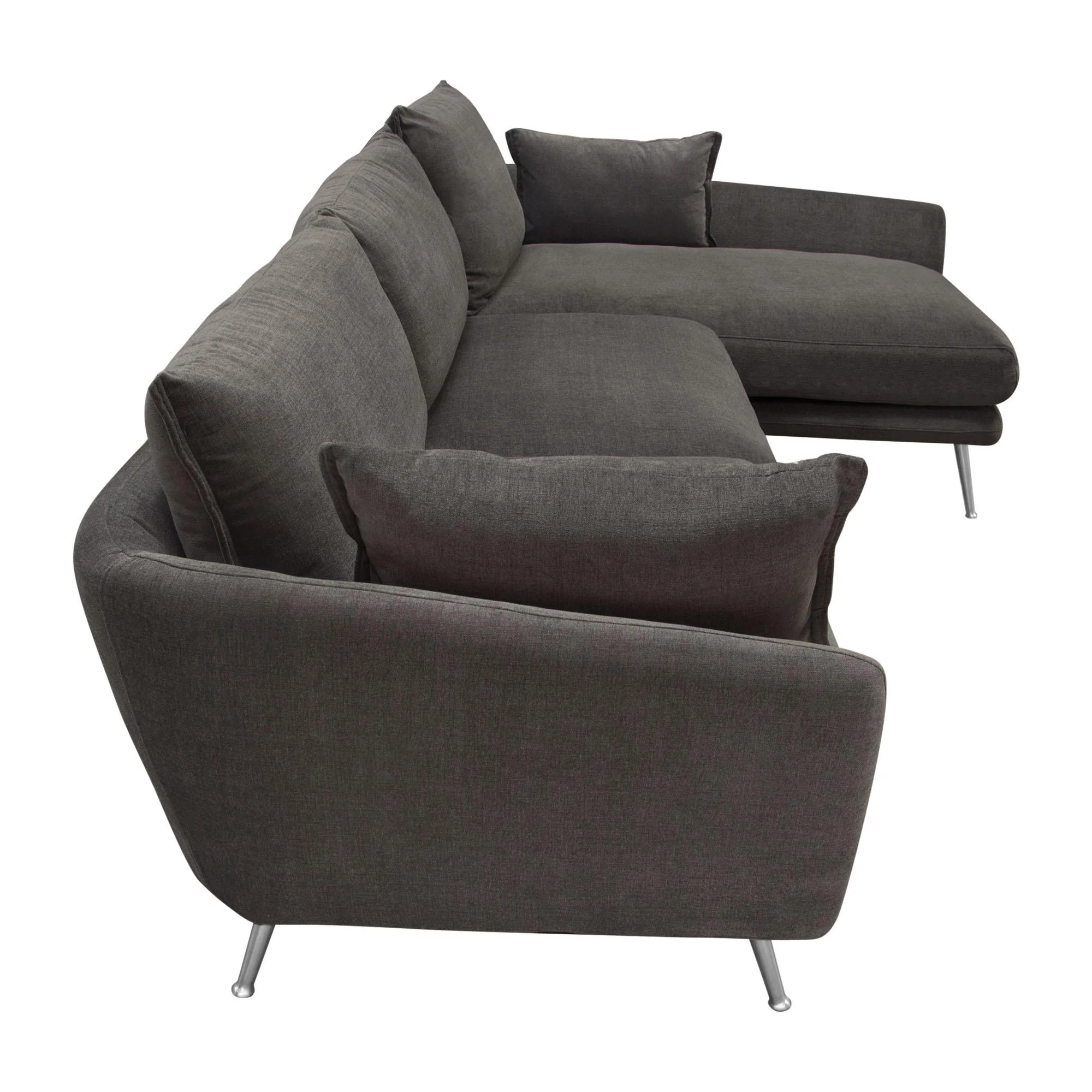 Vantage RF 2PC Sectional in Iron Grey Fabric w/ Brushed Metal Legs by Diamond Sofa - Image 4