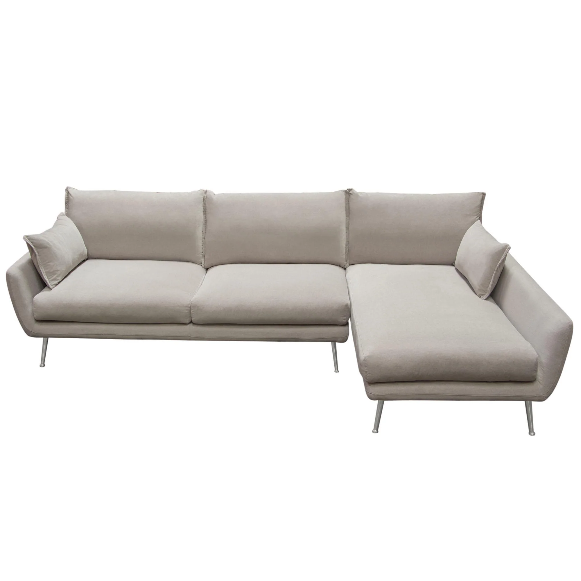 Vantage RF 2PC Sectional in Light Flax Fabric w/ Feather Down Seating & Brushed Metal Legs by Diamond Sofa - Image 3