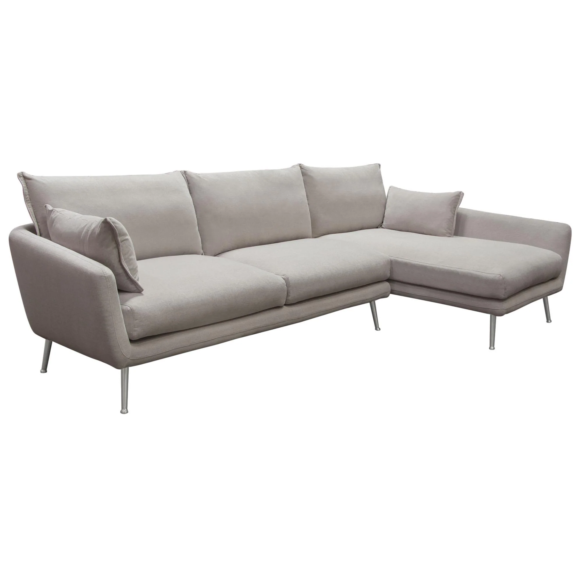 Vantage RF 2PC Sectional in Light Flax Fabric w/ Feather Down Seating & Brushed Metal Legs by Diamond Sofa - Image 4