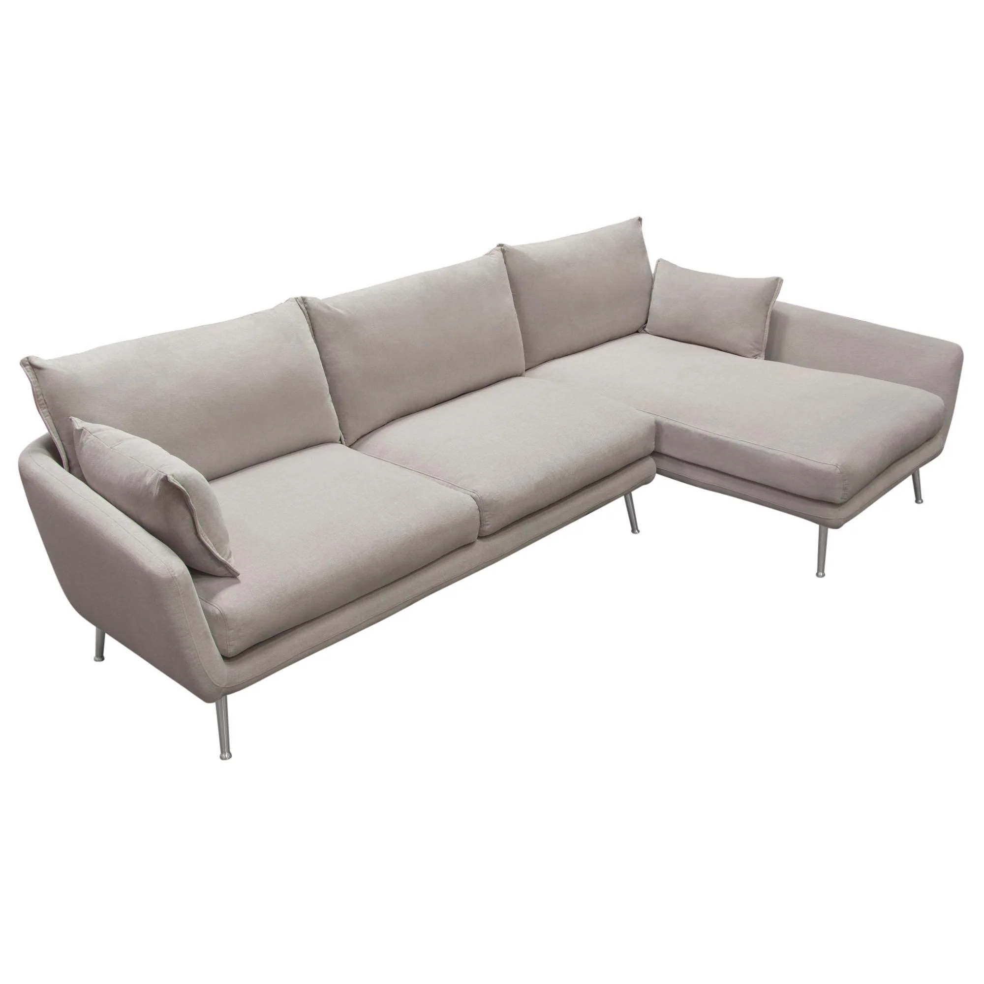 Vantage RF 2PC Sectional in Light Flax Fabric w/ Feather Down Seating & Brushed Metal Legs by Diamond Sofa - Image 5