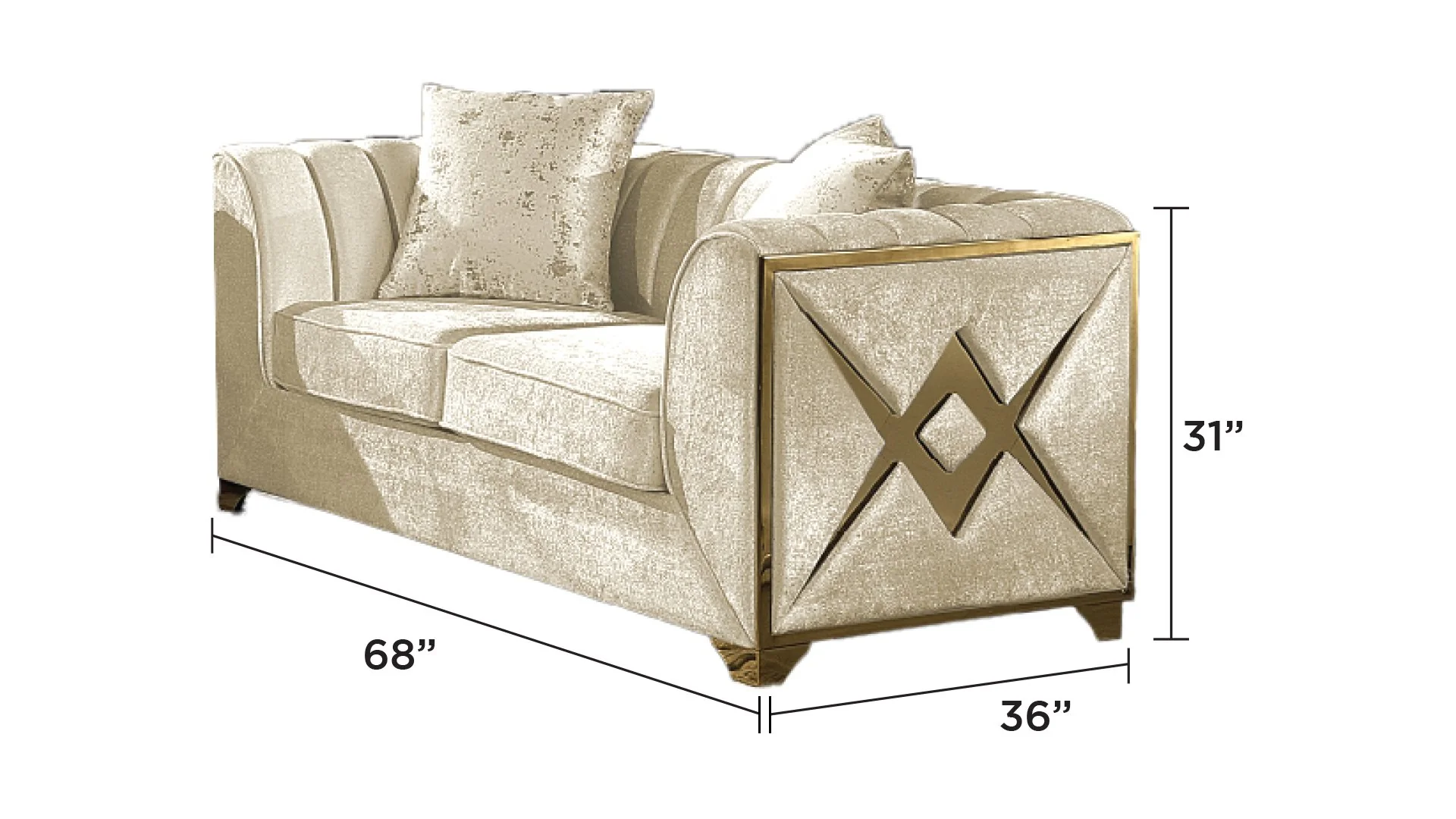 Velencia 2PC Living Room Set Cream - Image 6