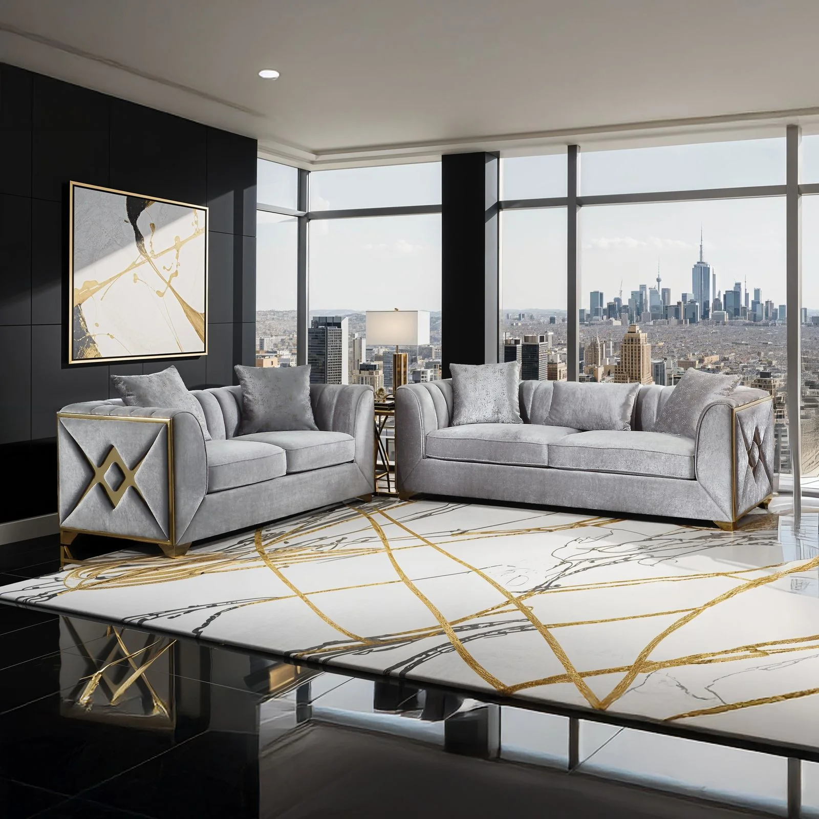 Velencia 2PC Living Room Set Silver - Image 6