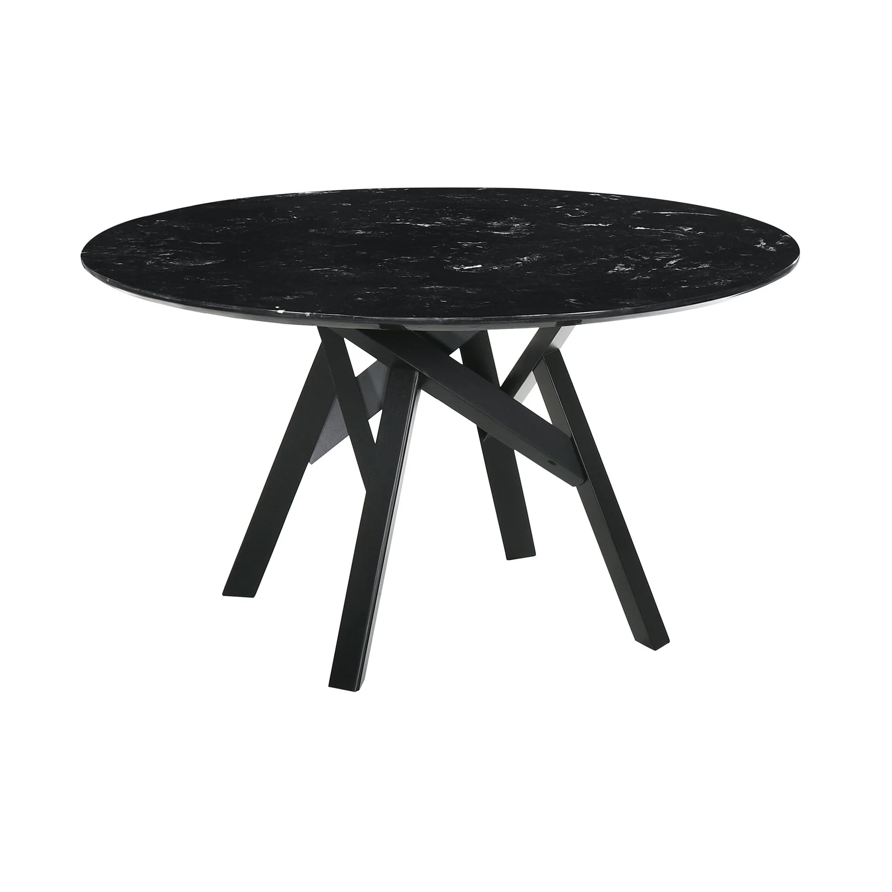 Venus and Lima 5 Piece Black Marble Round Dining Set - Image 5