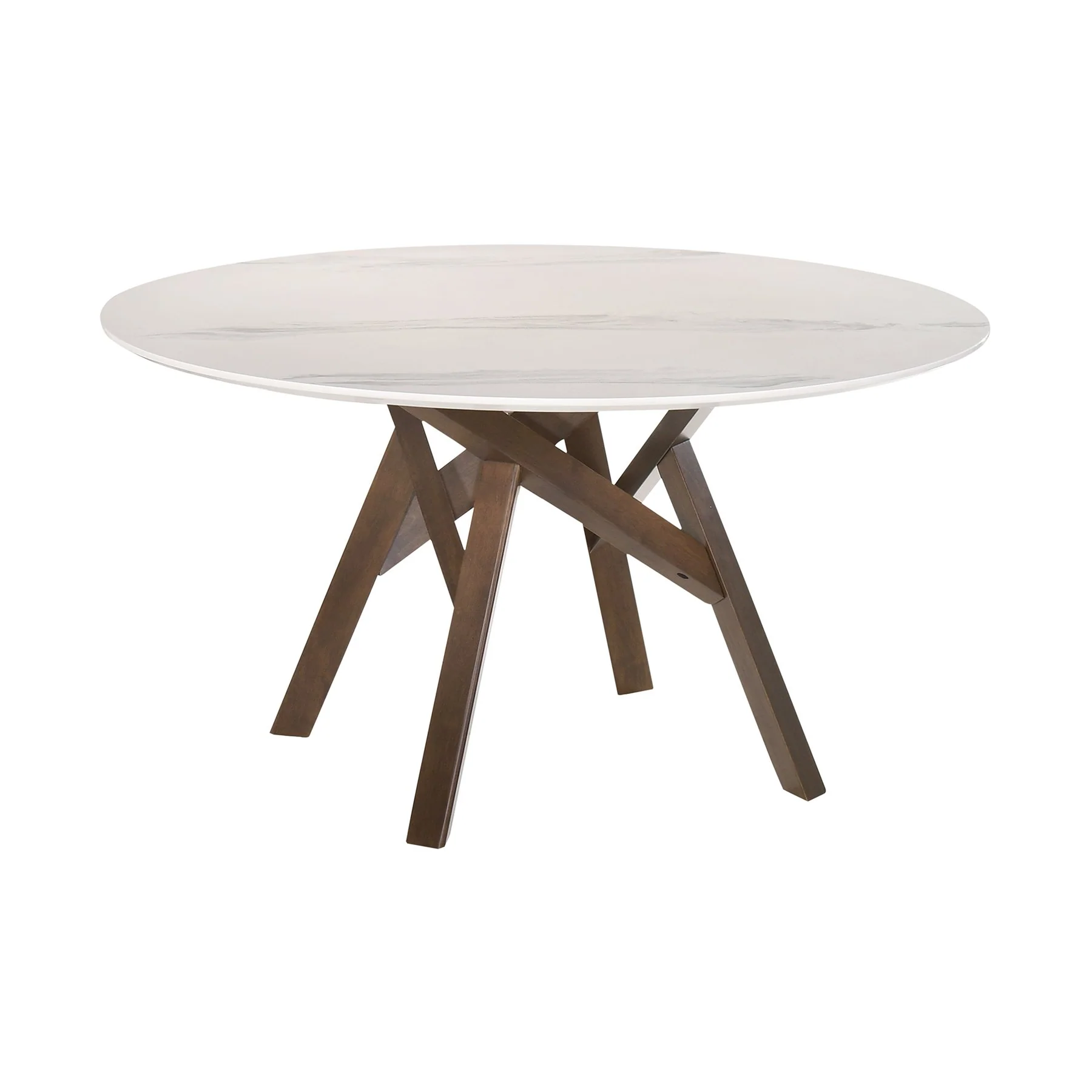 Venus and Polly 5 Piece Walnut and Marble Round Dining Set - Image 5