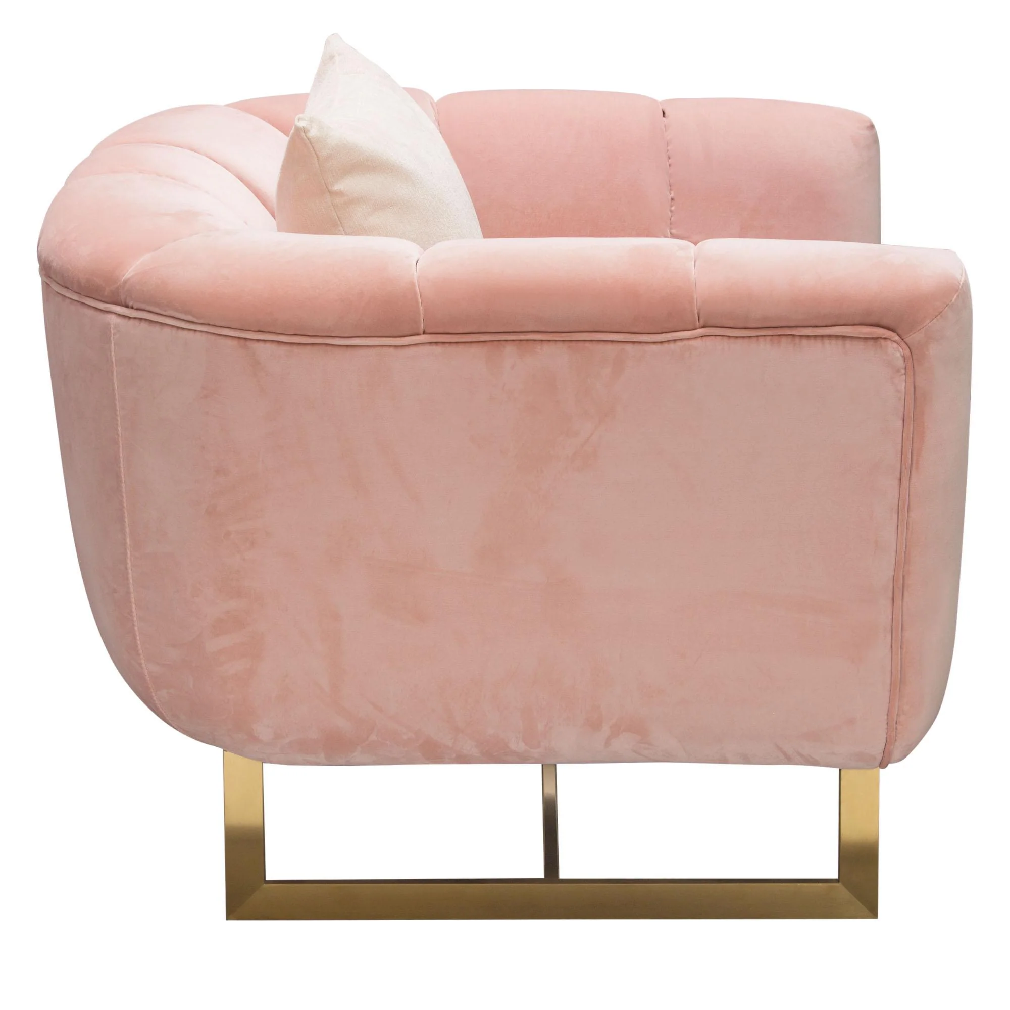 Venus Chair in Blush Pink Velvet w/ Contrasting Pillows & Gold Finished Metal Base by Diamond Sofa - Image 7