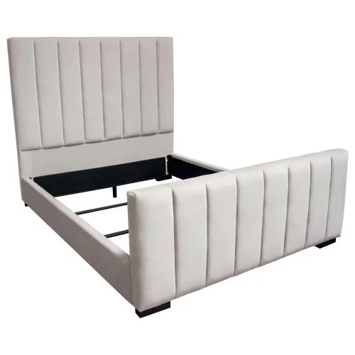 Venus Vertical Channel Tufted Eastern King Bed in Light Grey Velvet