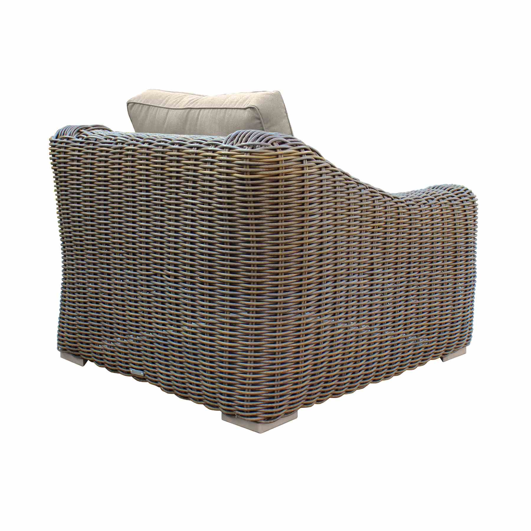 Verano 4 Piece Outdoor Patio Furniture Set in Wicker and Acacia Wood with Taupe Cushions - Image 5