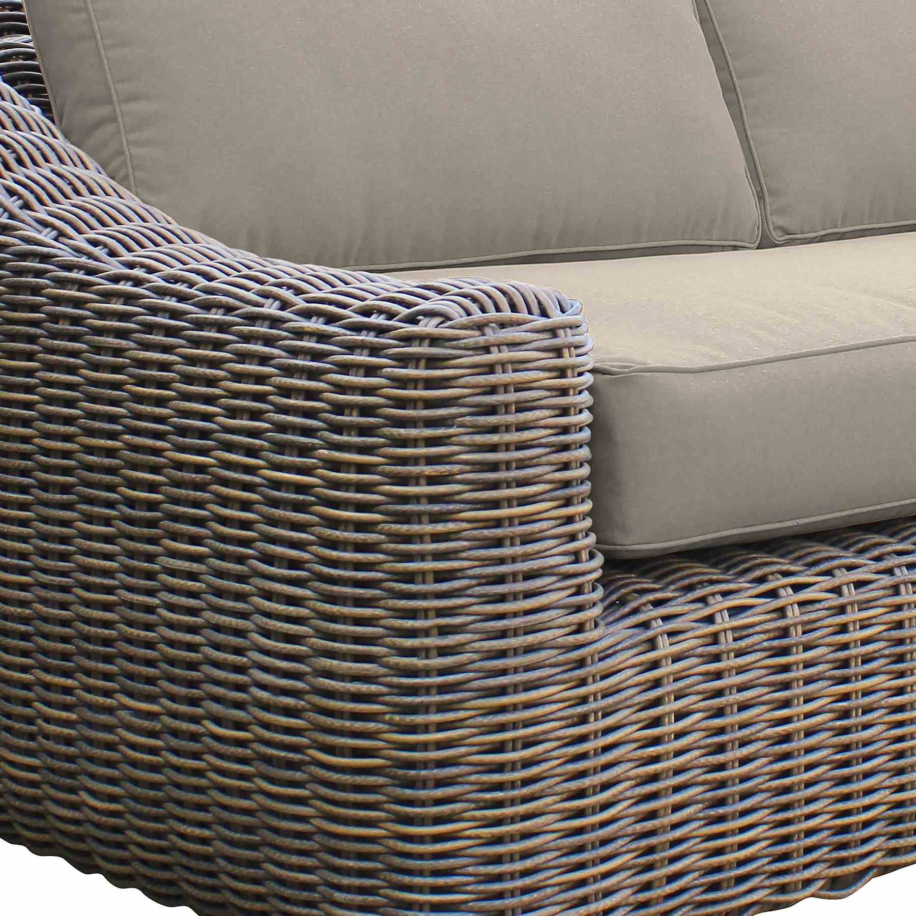 Verano 4 Piece Outdoor Patio Furniture Set in Wicker and Acacia Wood with Taupe Cushions - Image 8