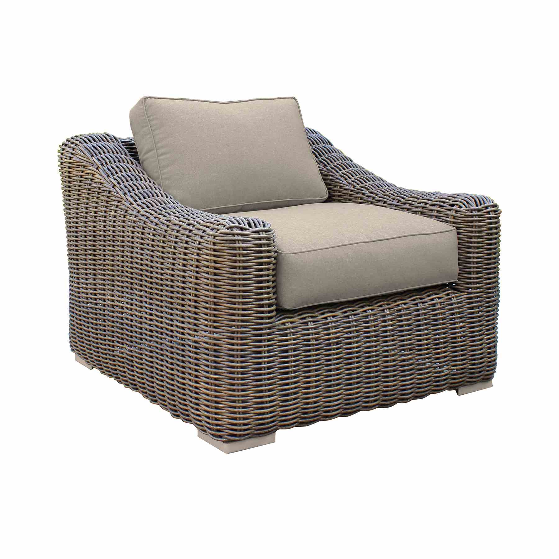 Verano Wicker and Acacia Outdoor Chair in Taupe and Brown - Image 2