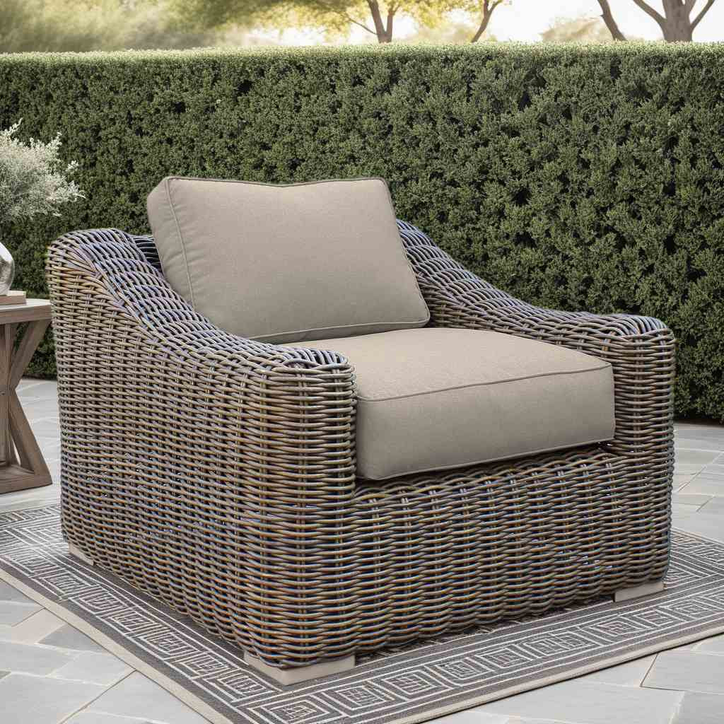 Verano Wicker and Acacia Outdoor Chair in Taupe and Brown - Image 7