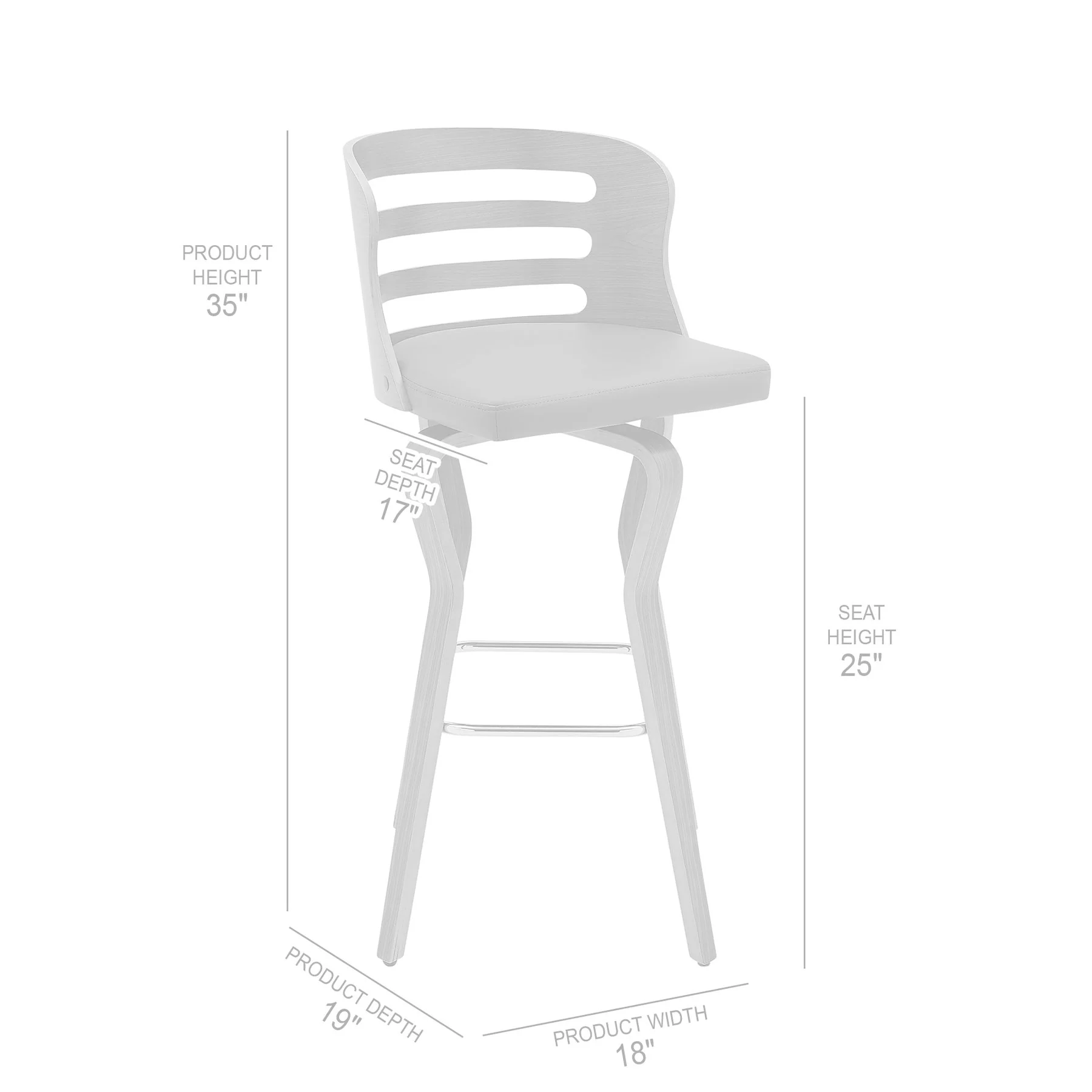 Verne 26" Swivel Gray Faux Leather and Walnut Wood Bar Stool - Image 8