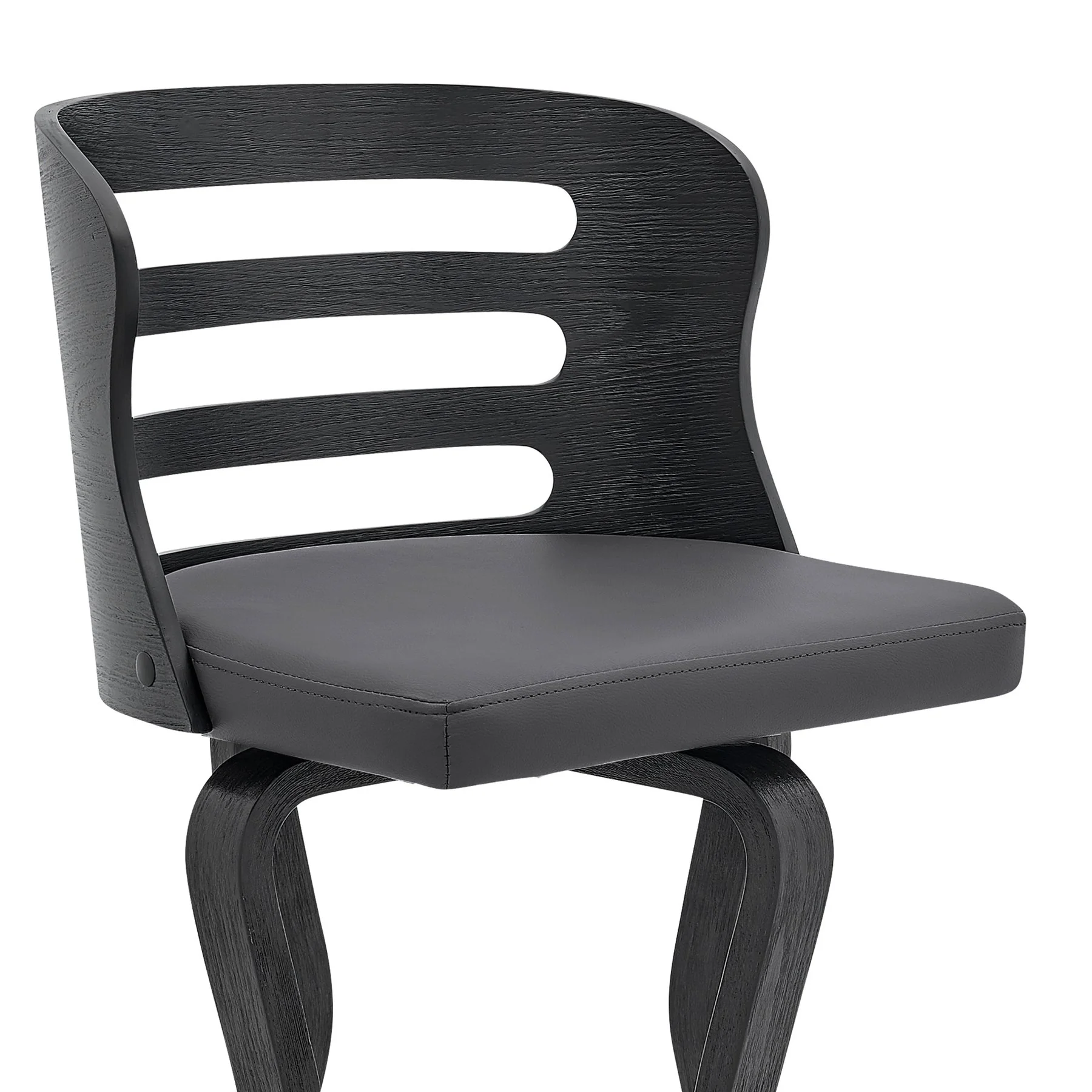 Verne 30" Swivel Gray Faux Leather and Black Wood Bar Stool - Image 6
