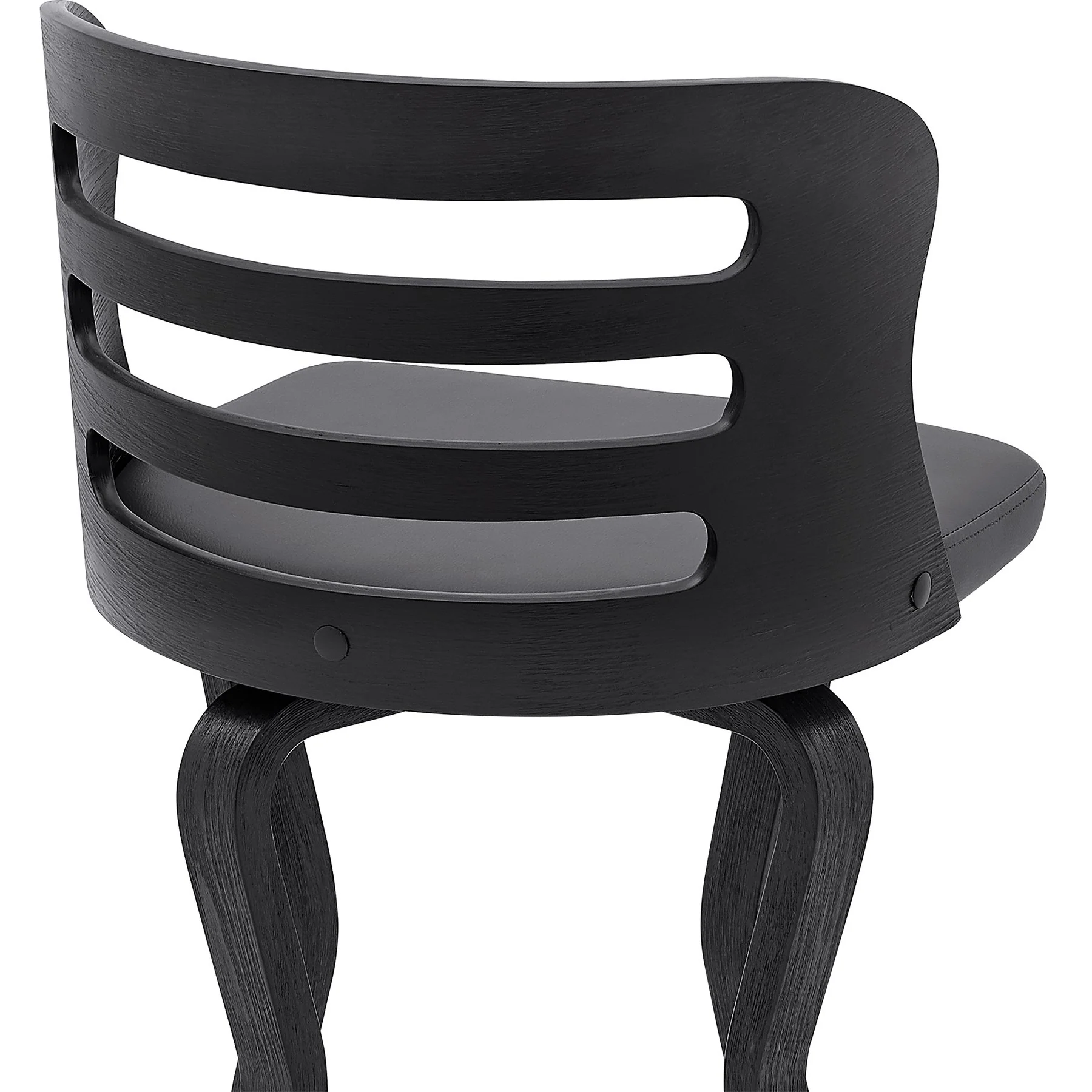 Verne 30" Swivel Gray Faux Leather and Black Wood Bar Stool - Image 7