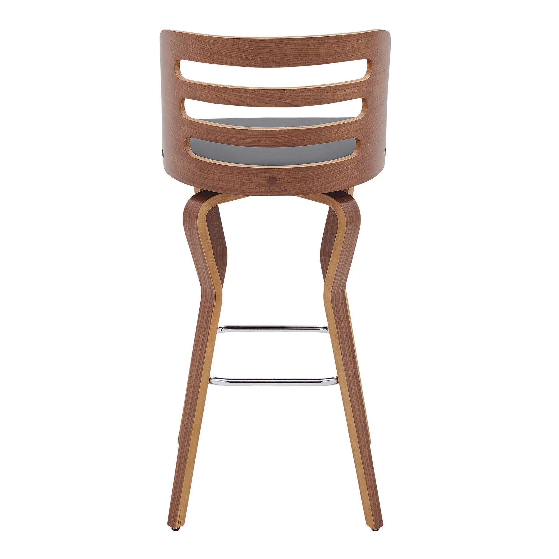 Verne 30" Swivel Gray Faux Leather and Walnut Wood Bar Stool - Image 5