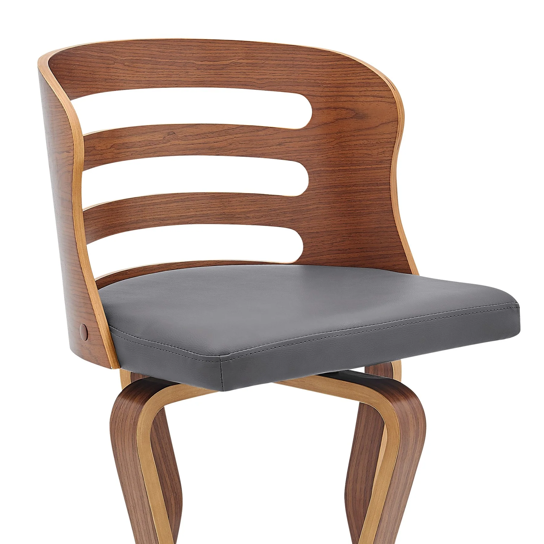 Verne 30" Swivel Gray Faux Leather and Walnut Wood Bar Stool - Image 6