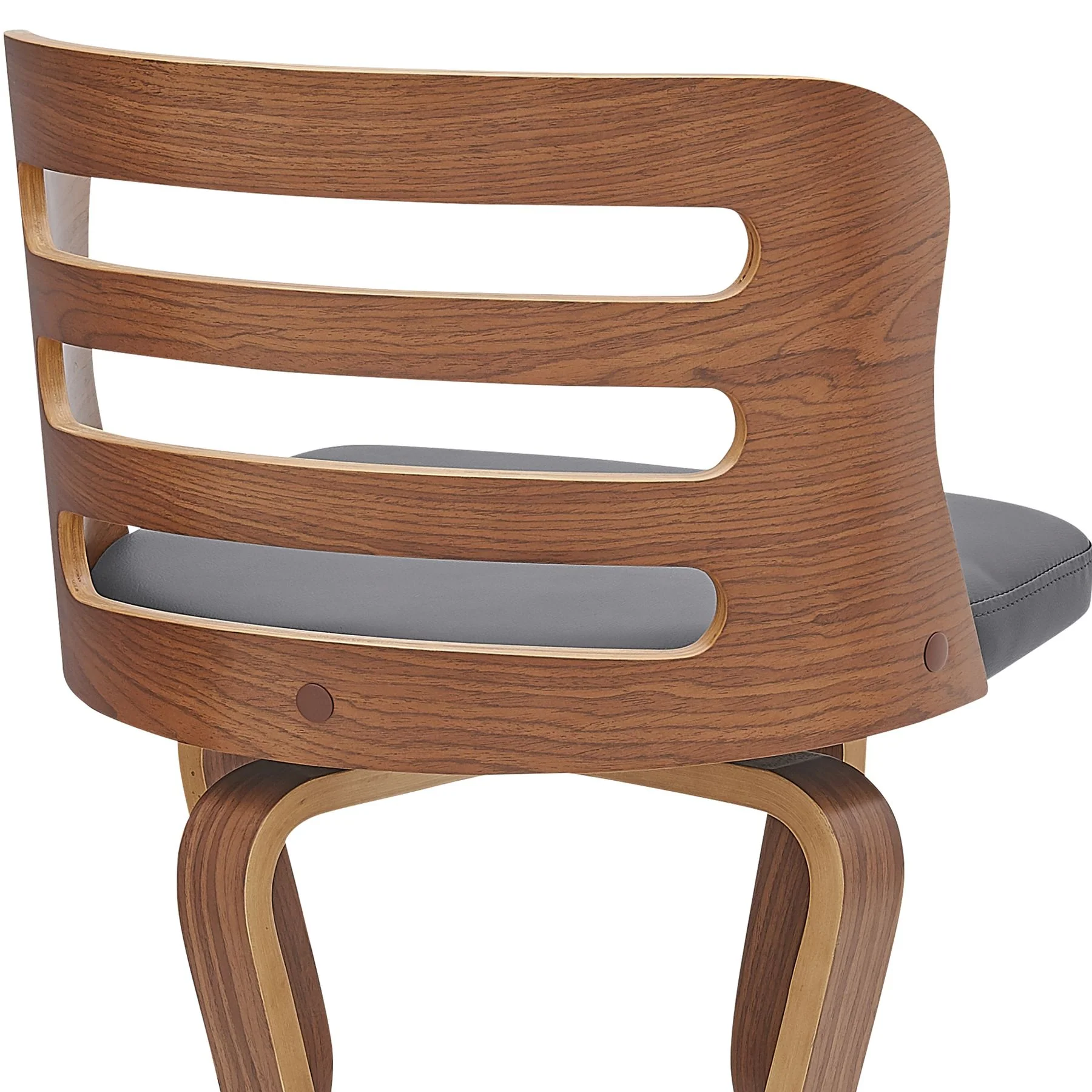 Verne 30" Swivel Gray Faux Leather and Walnut Wood Bar Stool - Image 7