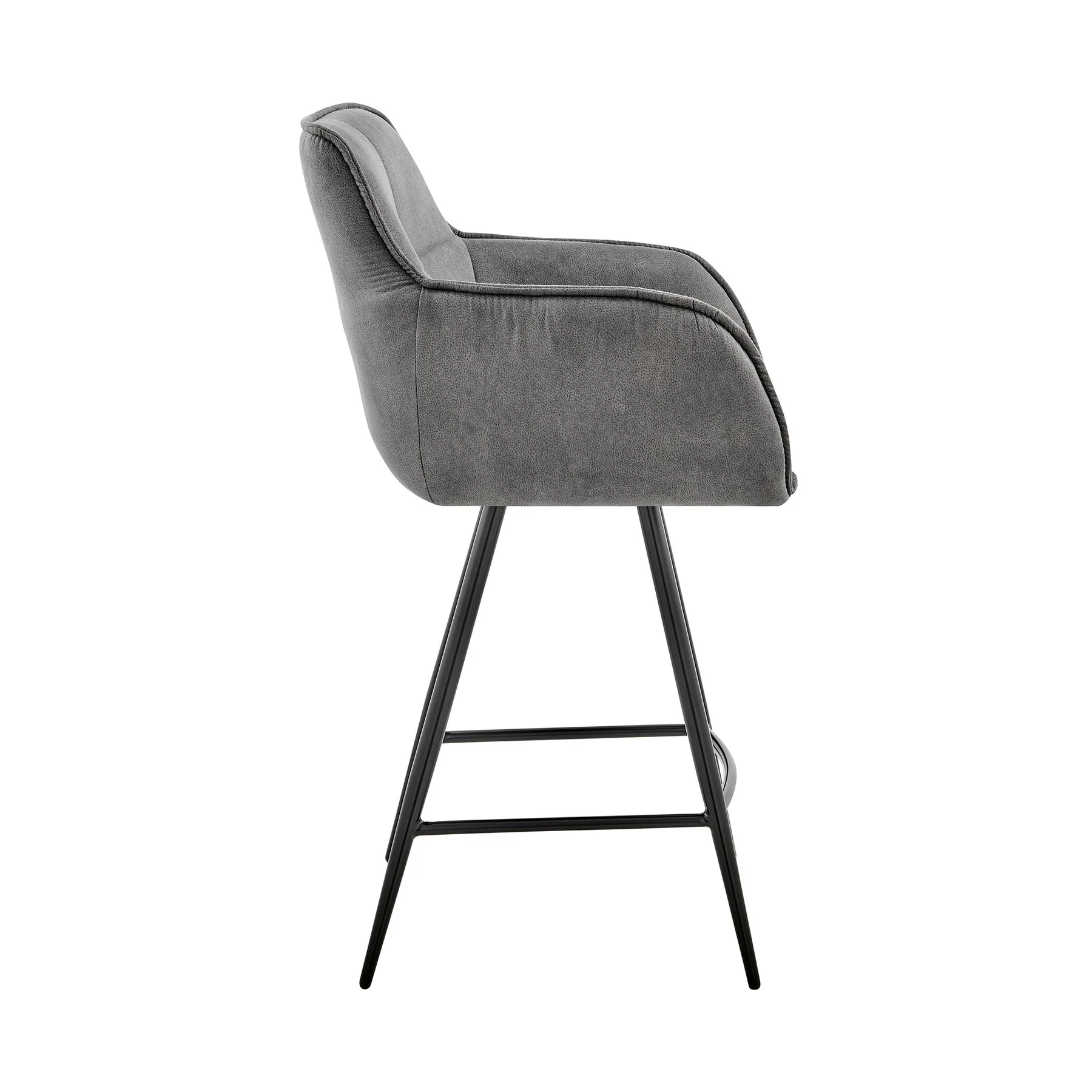 Verona 26" Counter Height Bar Stool in Charcoal Fabric and Black Finish - Image 3