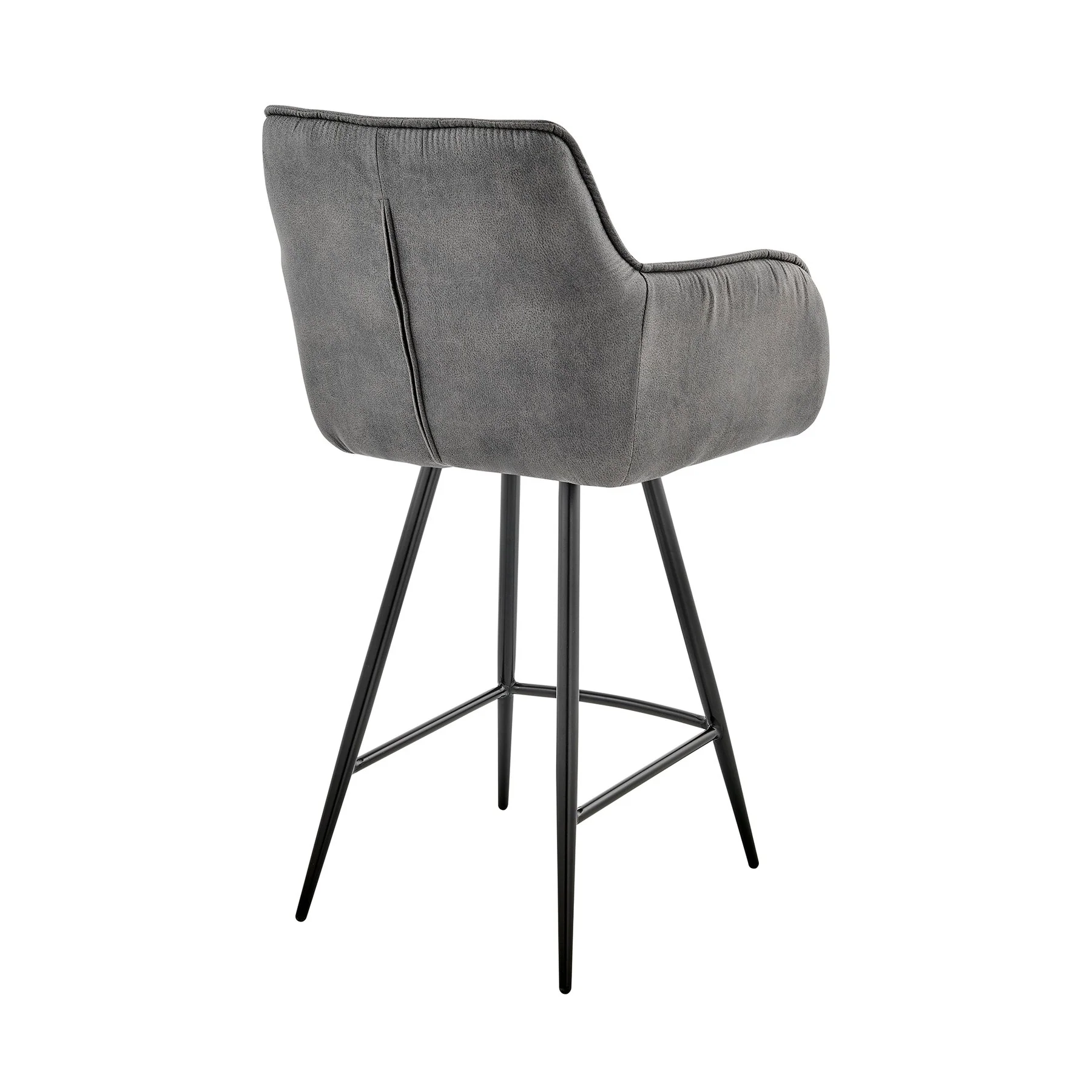 Verona 26" Counter Height Bar Stool in Charcoal Fabric and Black Finish - Image 4