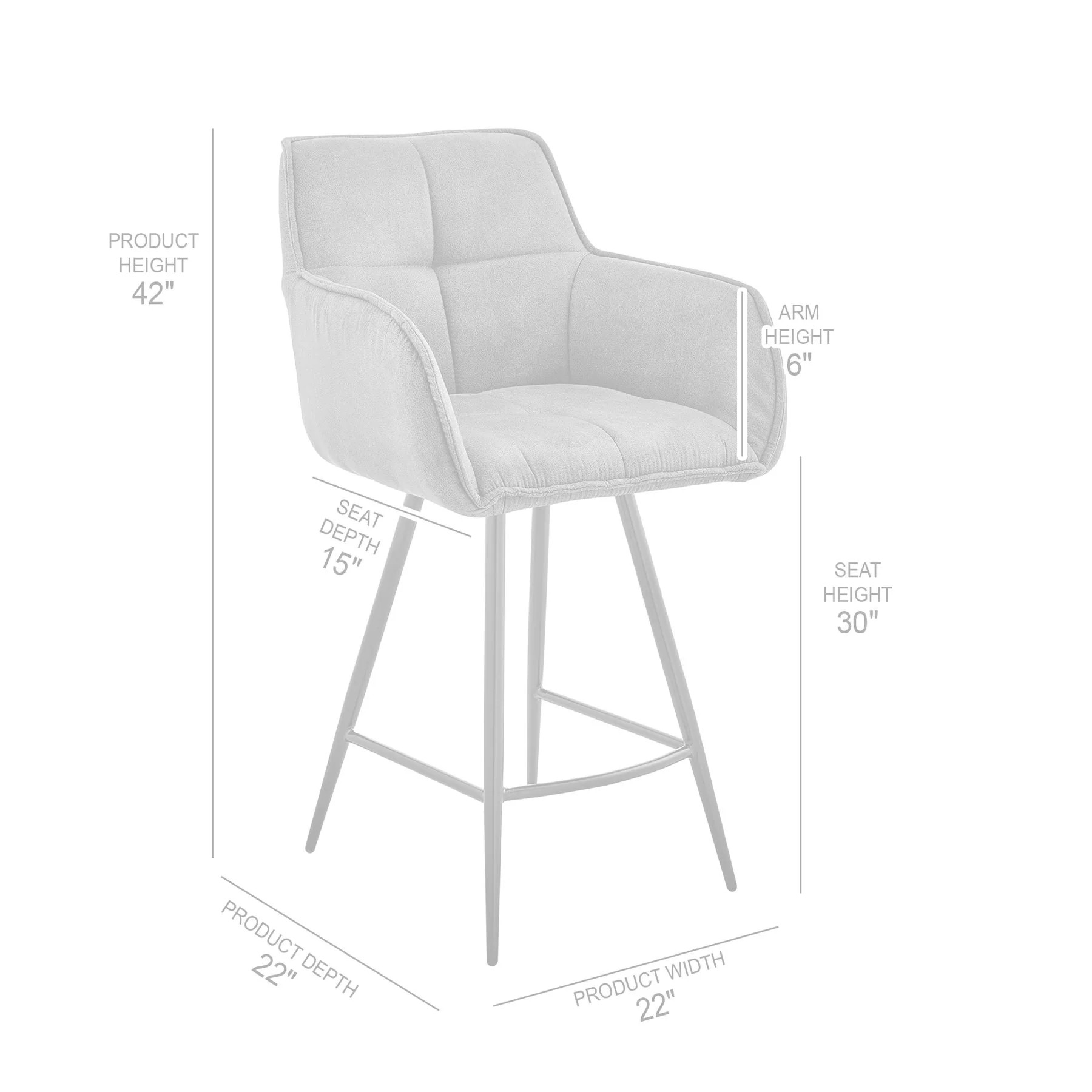 Verona 30" Bar Height Bar Stool in Charcoal Fabric and Black Finish - Image 8