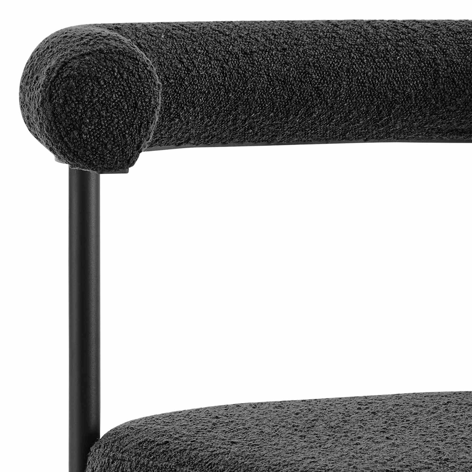 Veronica Shannon 5 Piece Round Glass Dining Table Set with Matte Black Iron and Black Fabric - Image 5