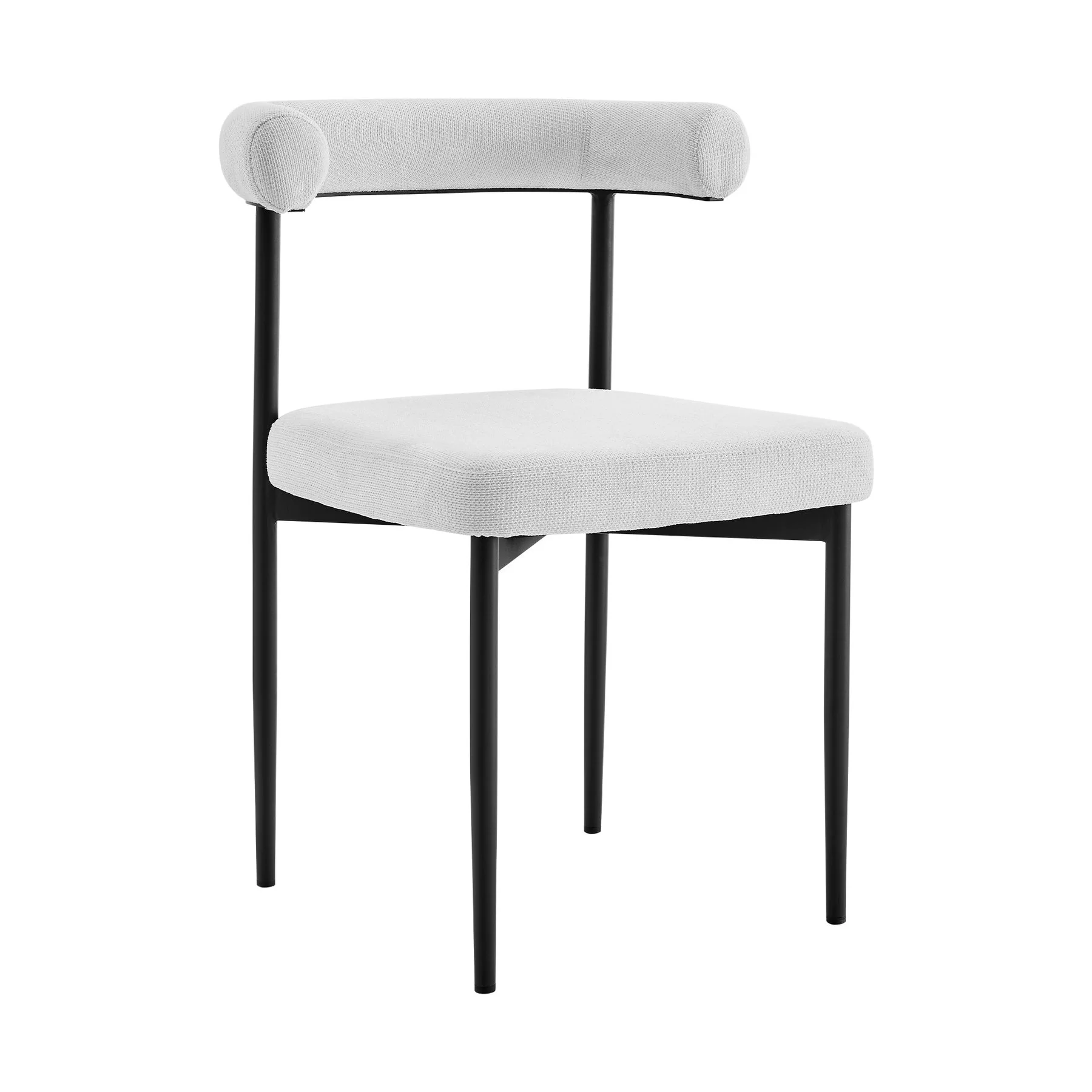 Veronica Shannon 5 Piece Round Glass Dining Table Set with Matte Black Iron and Cream Fabric - Image 2