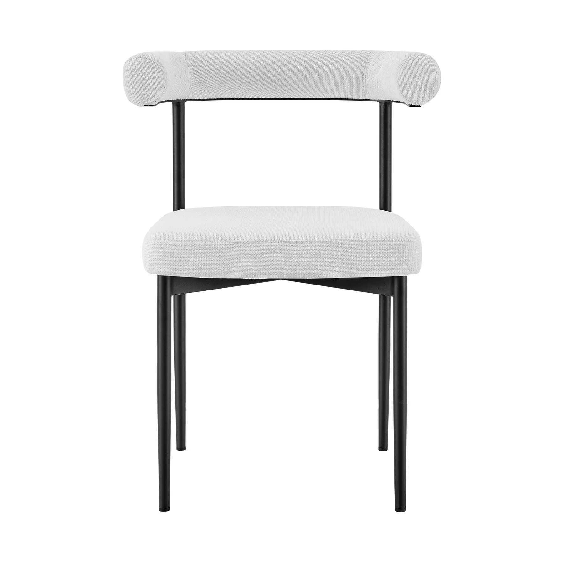 Veronica Shannon 5 Piece Round Glass Dining Table Set with Matte Black Iron and Cream Fabric - Image 3