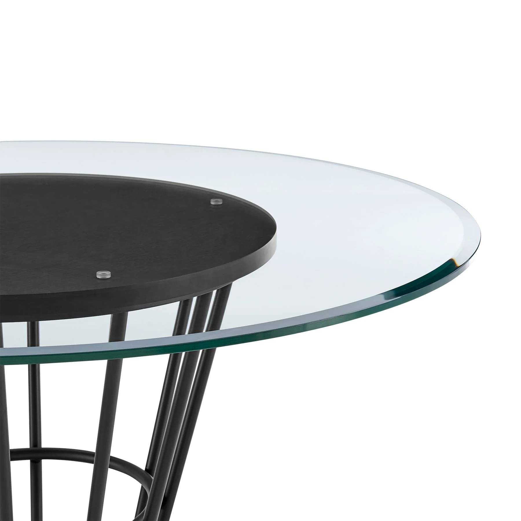 Veronica Shannon 5 Piece Round Glass Dining Table Set with Matte Black Iron and Cream Fabric - Image 7