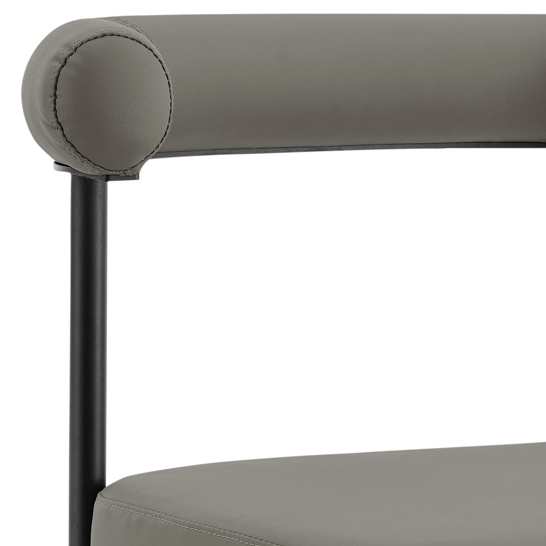 Veronica Shannon 5 Piece Round Glass Dining Table Set with Matte Black Iron and Gray Faux Leather - Image 5