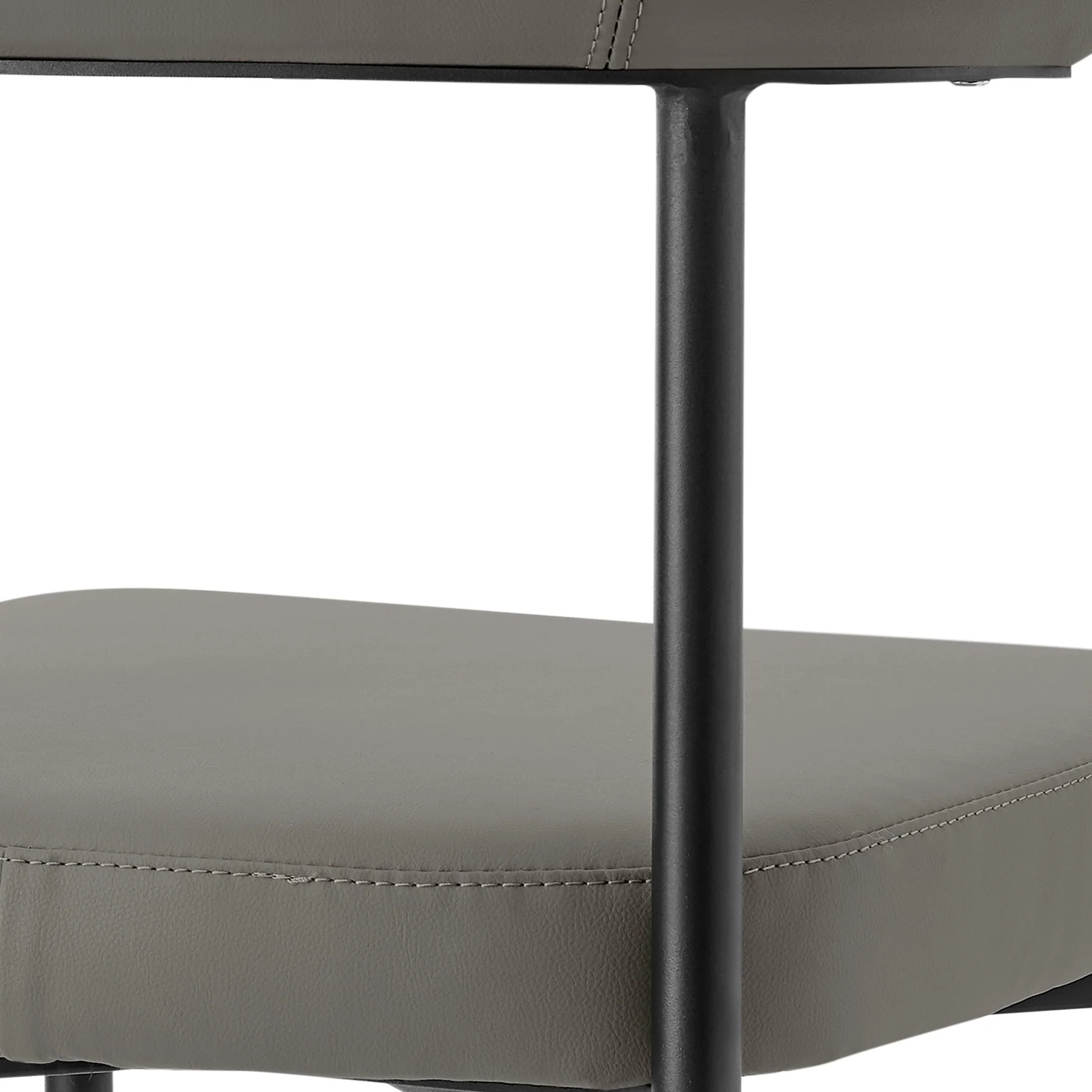 Veronica Shannon 5 Piece Round Glass Dining Table Set with Matte Black Iron and Gray Faux Leather - Image 6