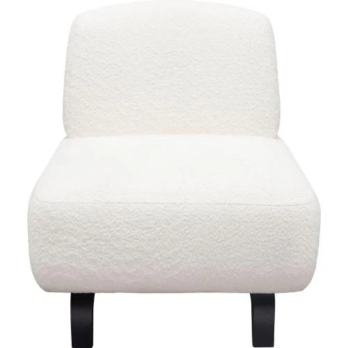 Vesper Armless Chair in Faux White Shearling w/ Black Wood Leg Base