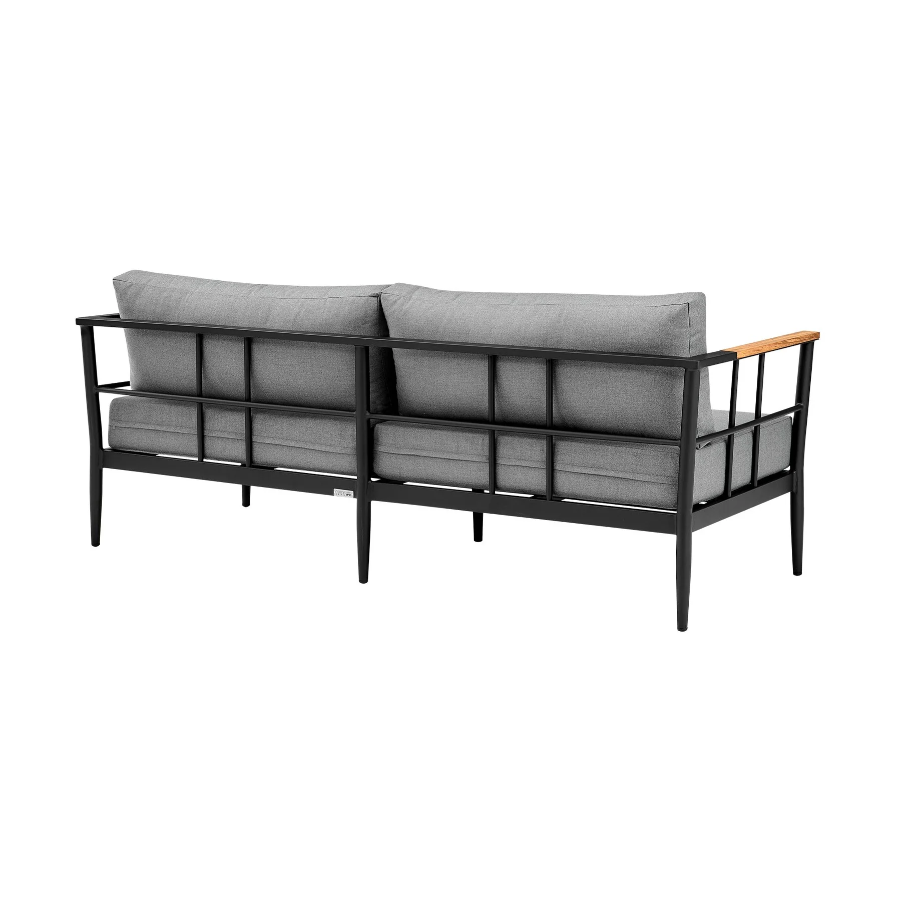 Veyda Outdoor Patio 4-Piece Lounge Set in Aluminum with Teak Wood and Gray Cushions - Image 3