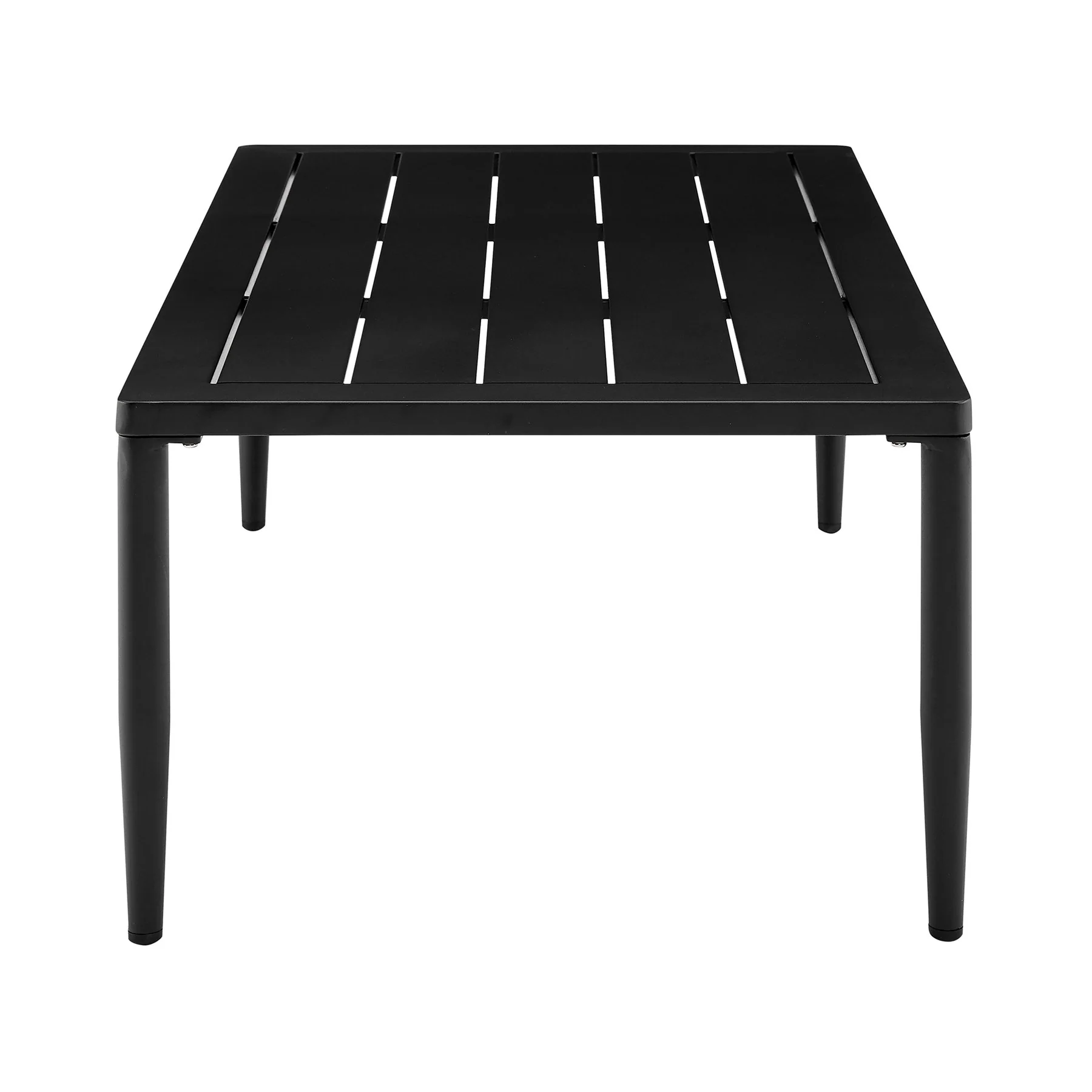 Veyda Outdoor Patio 4-Piece Lounge Set in Aluminum with Teak Wood and Gray Cushions - Image 7