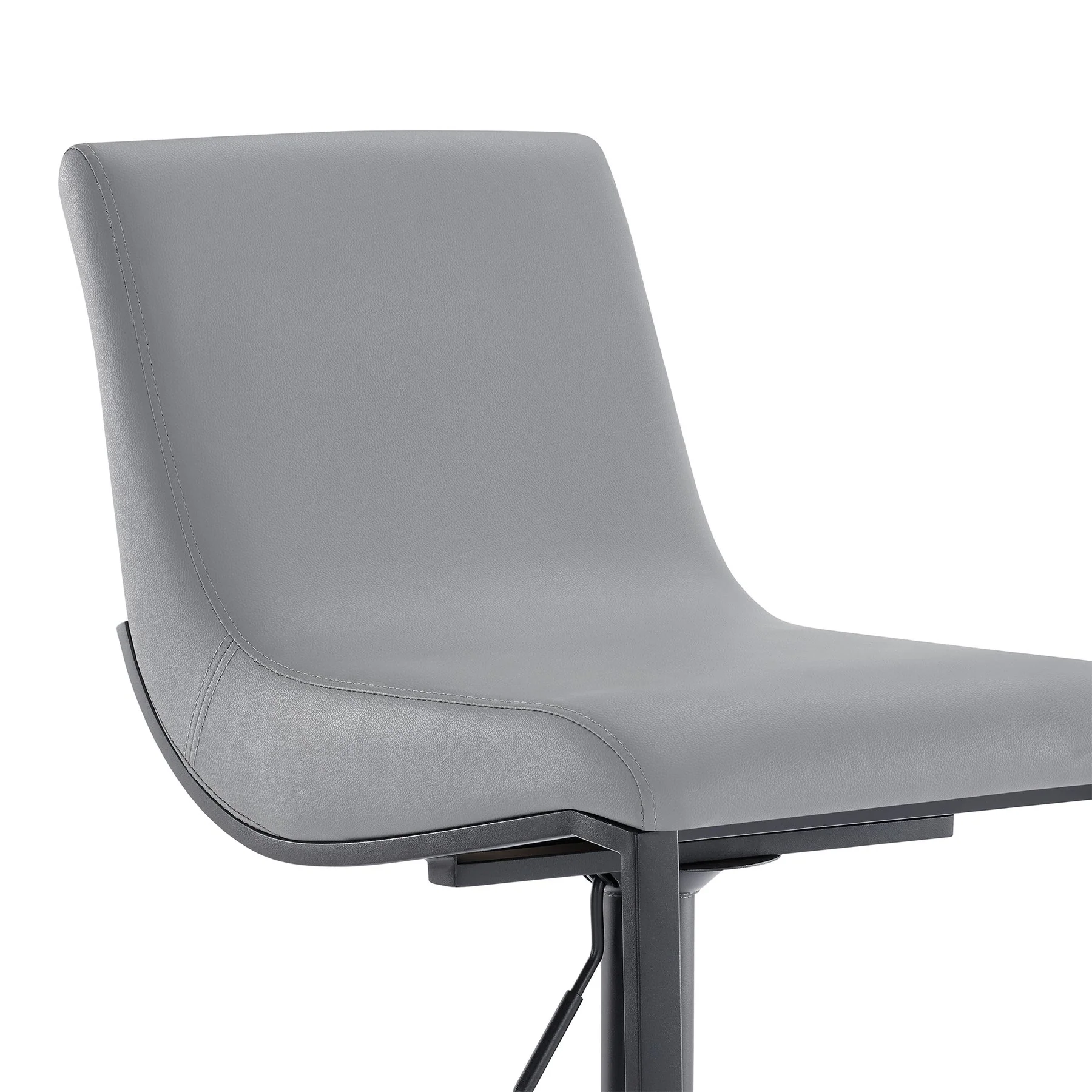Victory Contemporary Swivel Barstool in Matte Black Finish and Gray Faux Leather - Image 5