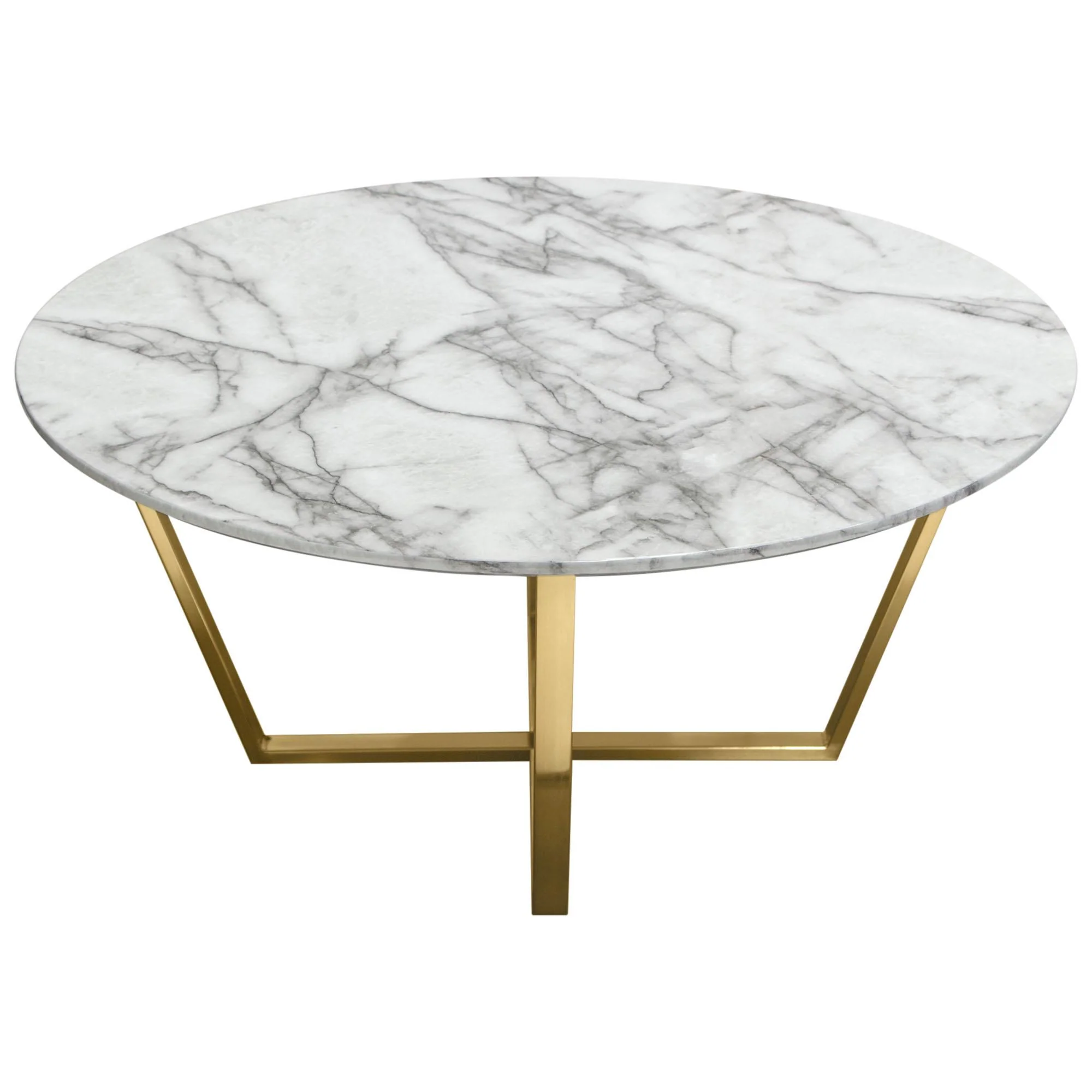 Vida 35" Round Cocktail Table w/ Faux Marble Top and Brushed Gold Metal Frame by Diamond Sofa - Image 6