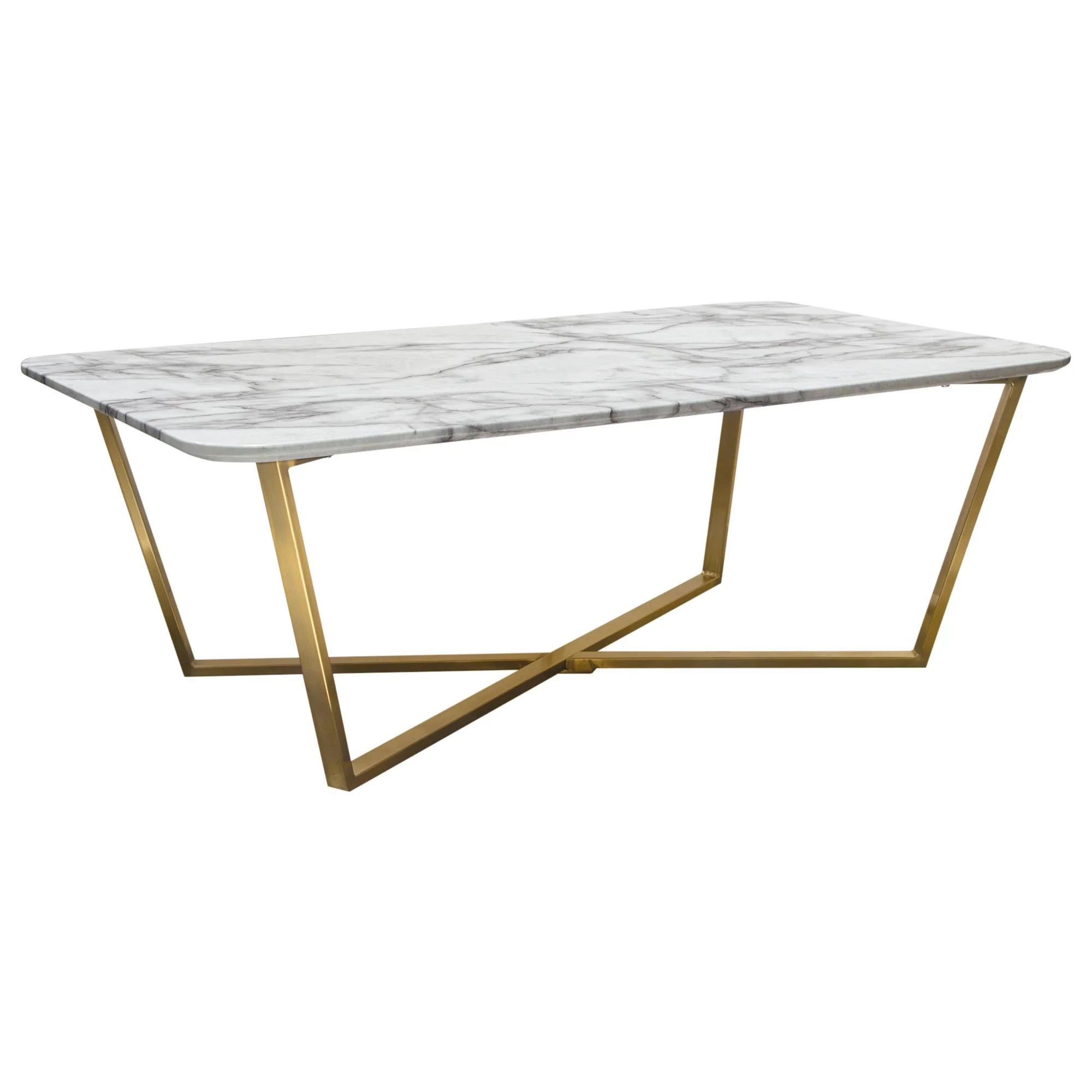 Vida Rectangle Cocktail Table w/ Faux Marble Top and Brushed Gold Metal Frame by Diamond Sofa - Image 3