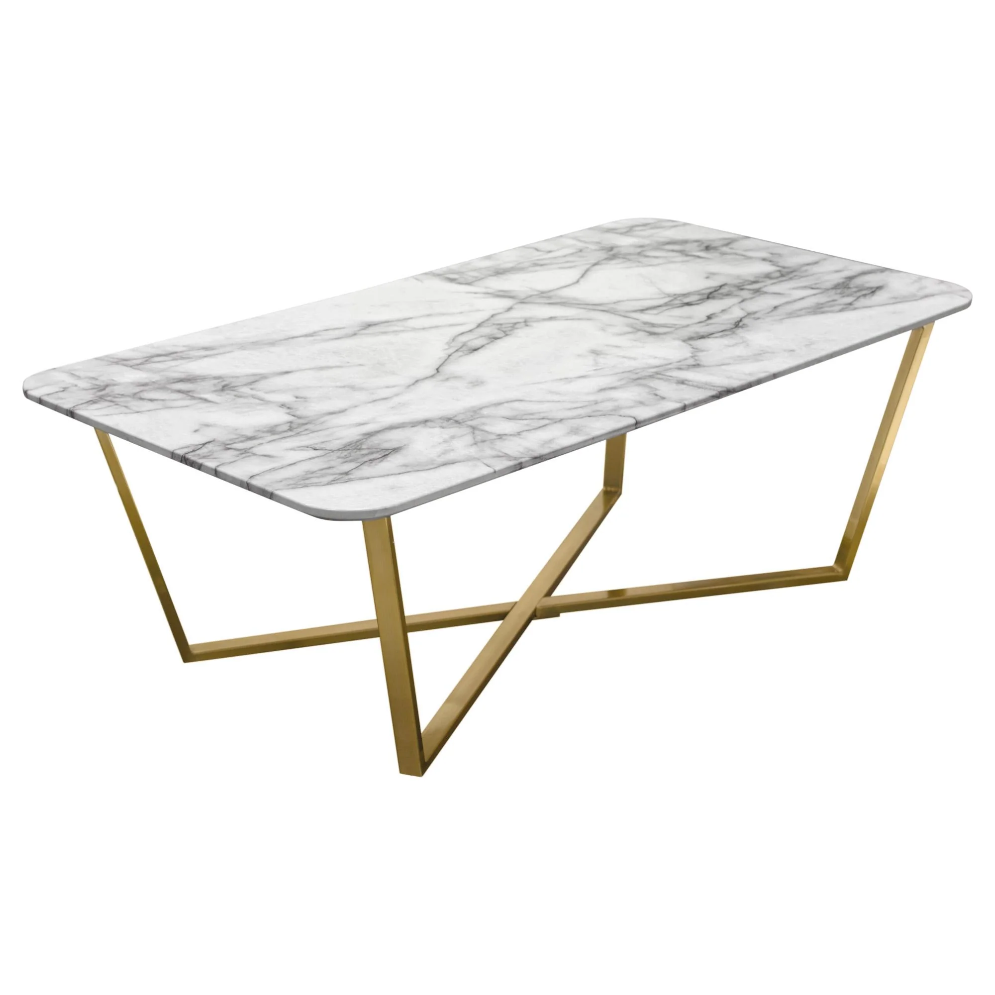 Vida Rectangle Cocktail Table w/ Faux Marble Top and Brushed Gold Metal Frame by Diamond Sofa - Image 4