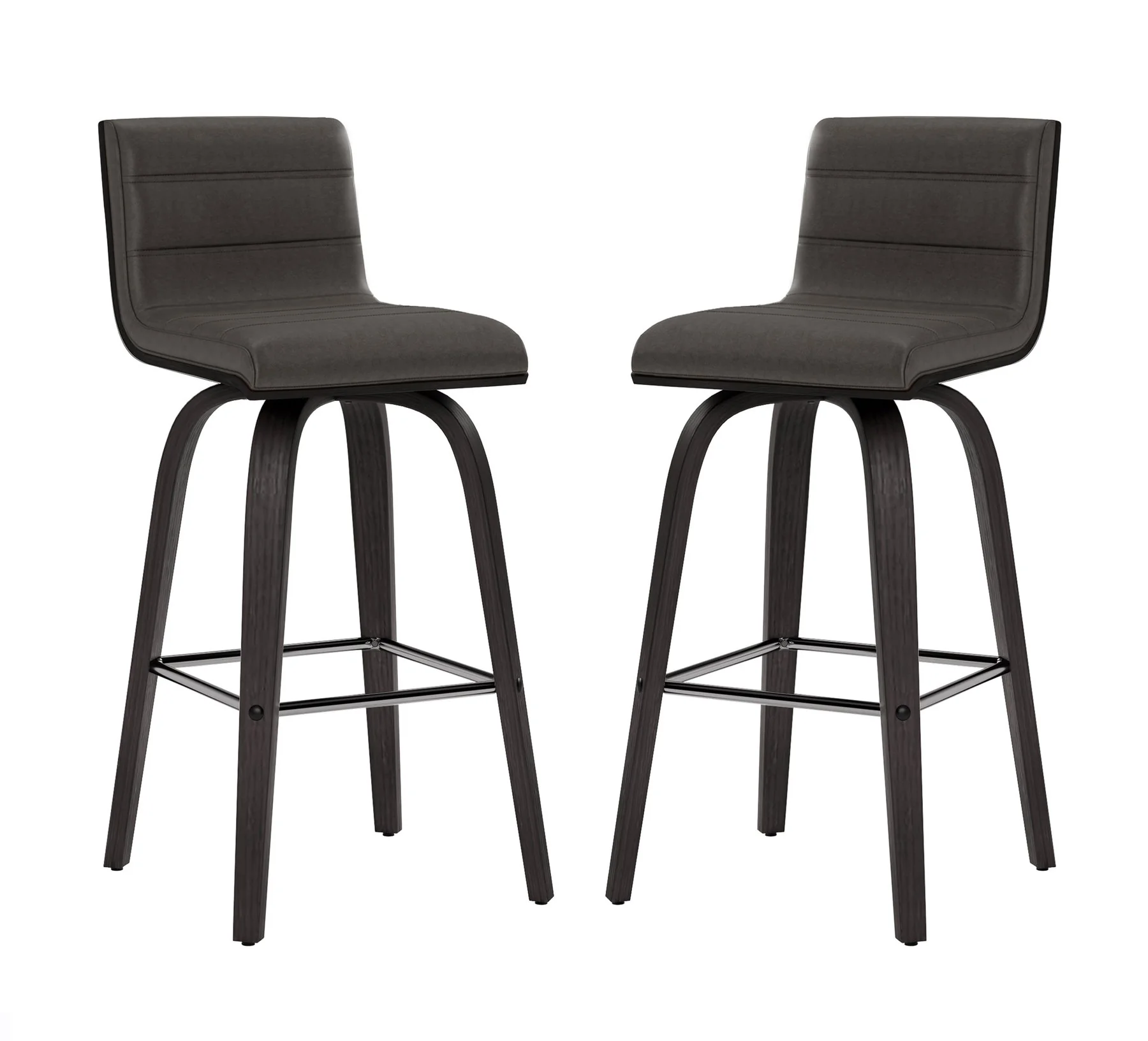 Vienna 26" Swivel Counter Stool in Black Wood Finish with Gray Faux Leather - Image 6