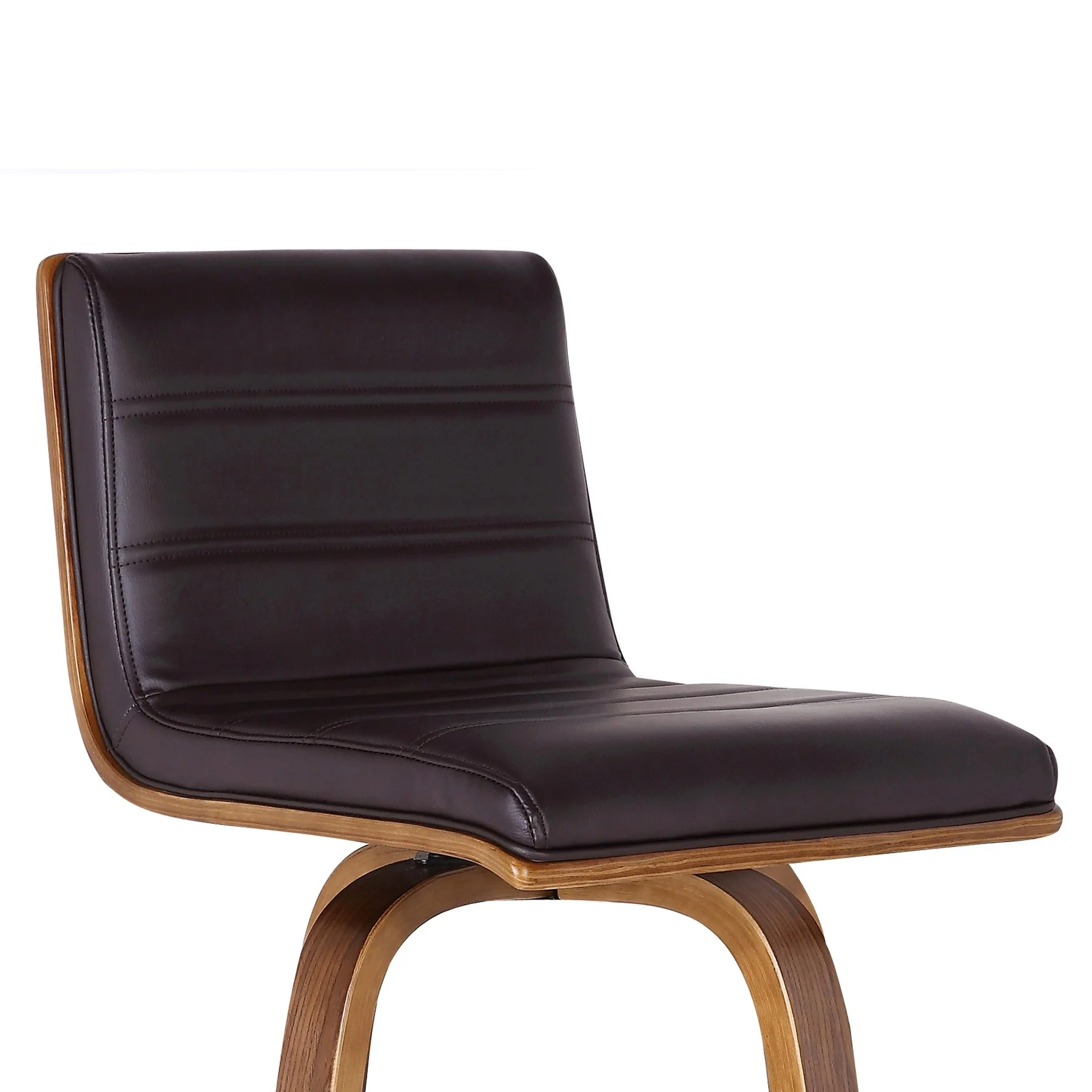 Vienna 26" Swivel Counter Stool in Walnut Wood Finish with Brown Faux Leather - Image 5