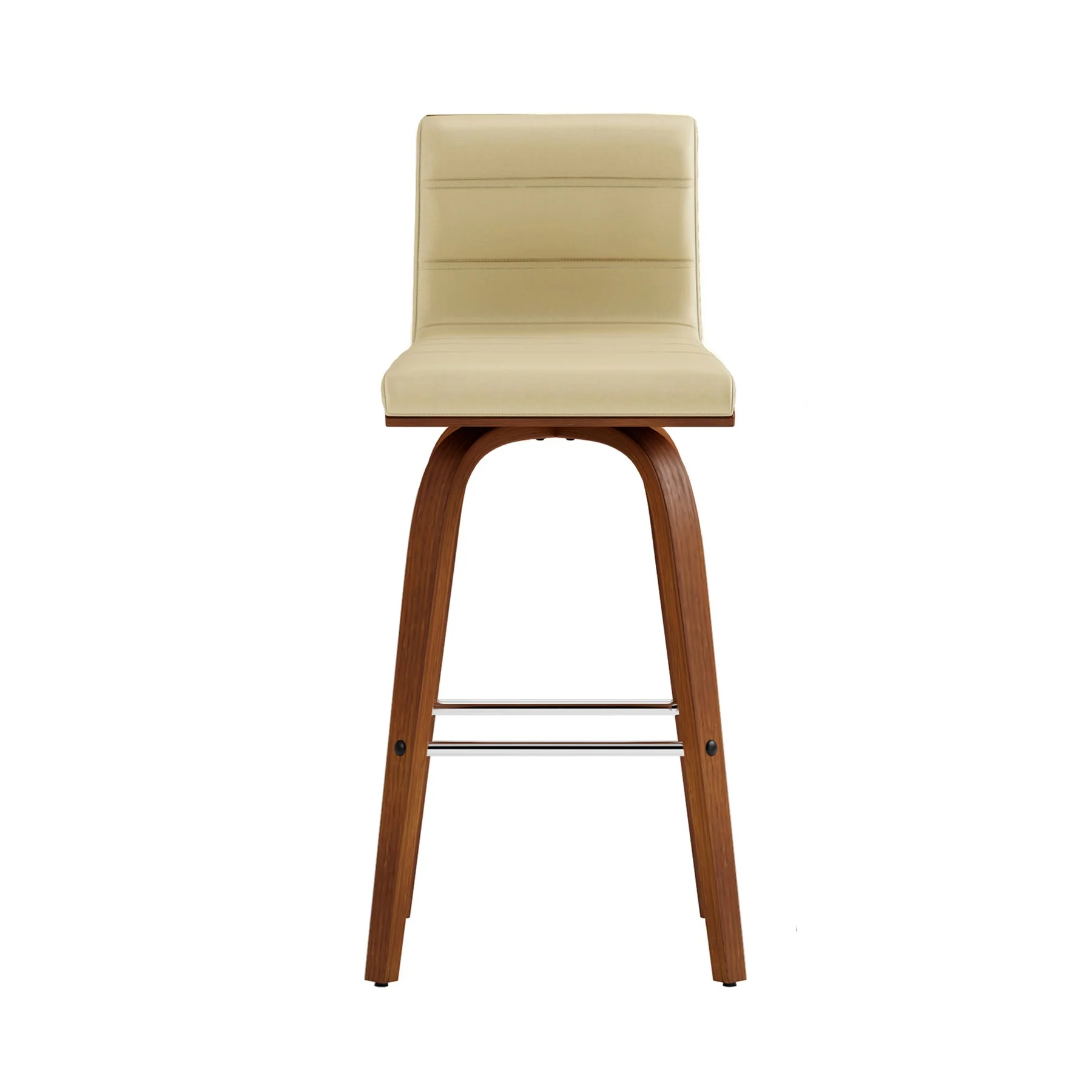 Vienna 26" Swivel Counter Stool in Walnut Wood Finish with Cream Faux Leather - Image 3