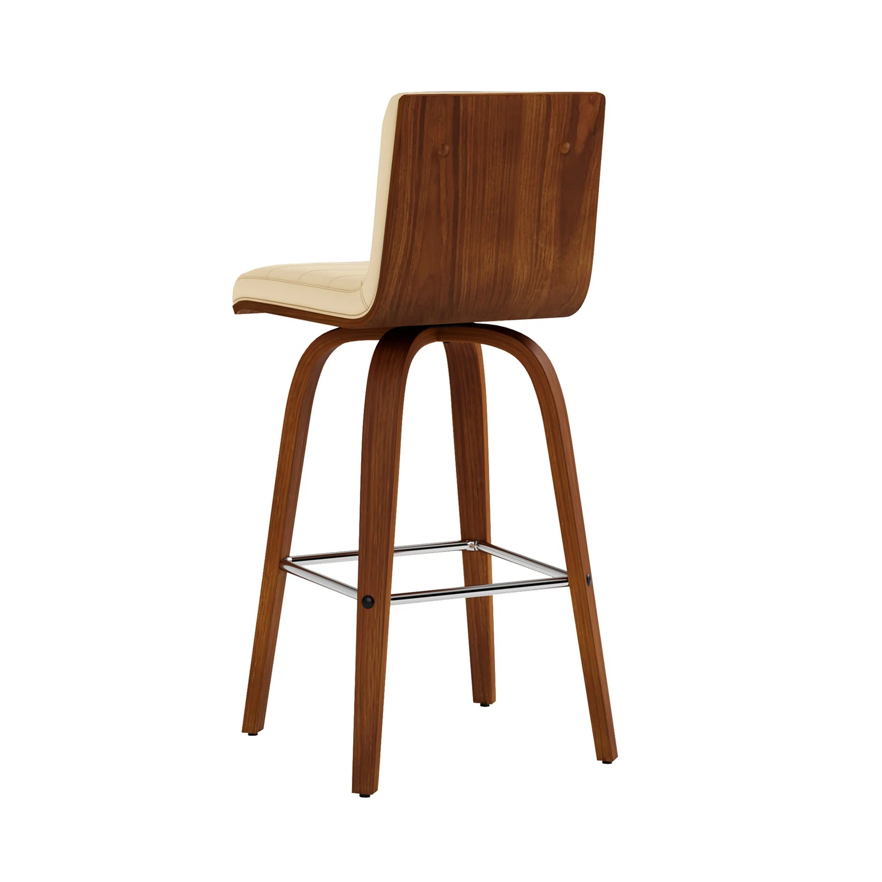 Vienna 26" Swivel Counter Stool in Walnut Wood Finish with Cream Faux Leather - Image 7