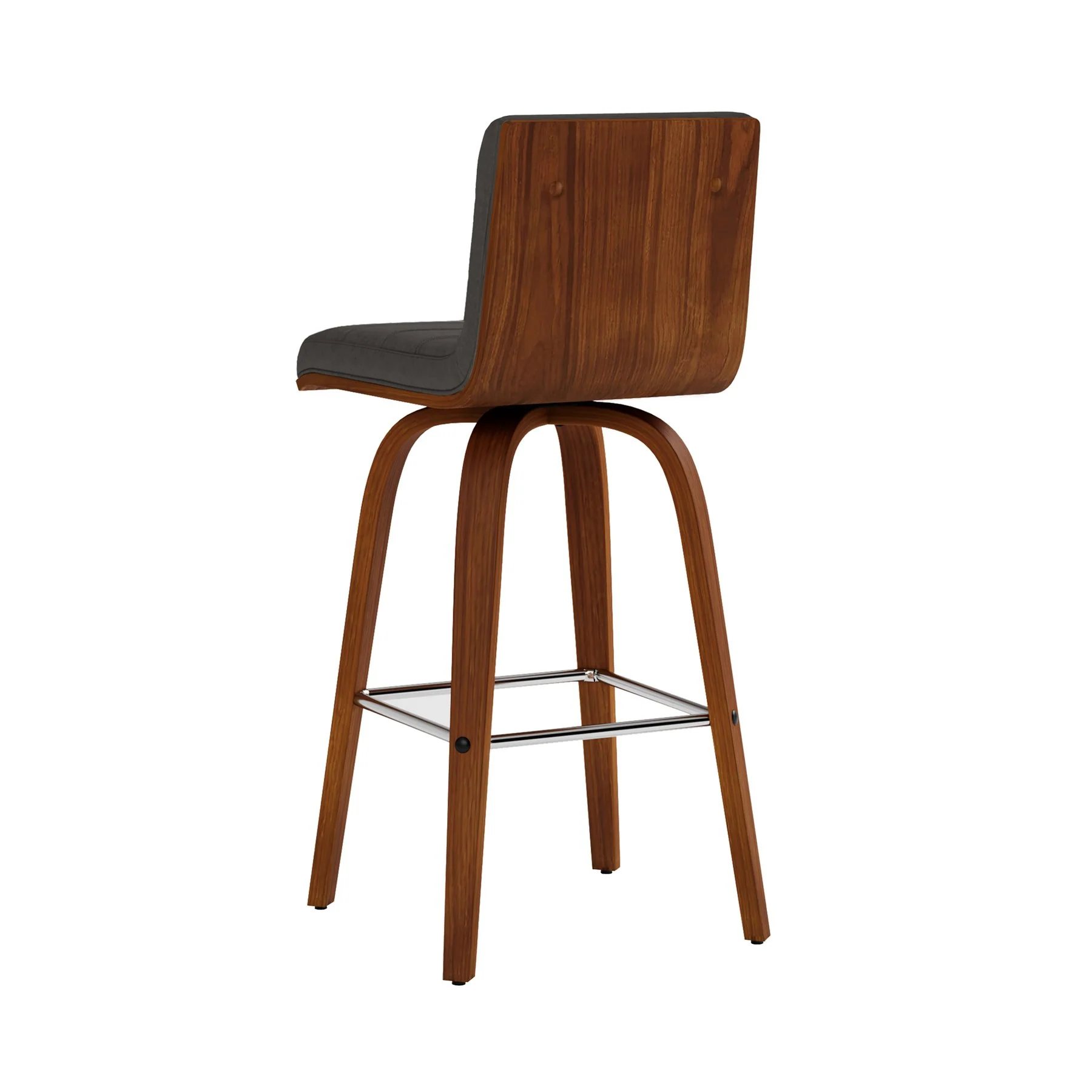 Vienna 26" Swivel Counter Stool in Walnut Wood Finish with Gray Faux Leather - Image 7