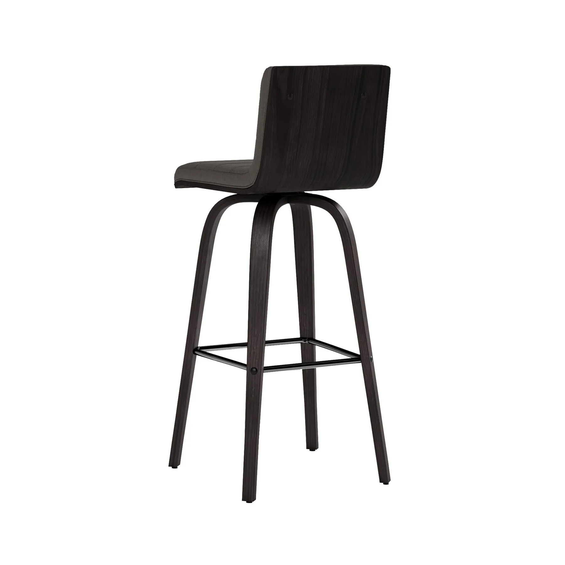 Vienna 30" Swivel Bar Stool in Black Wood Finish with Gray Faux Leather - Image 5