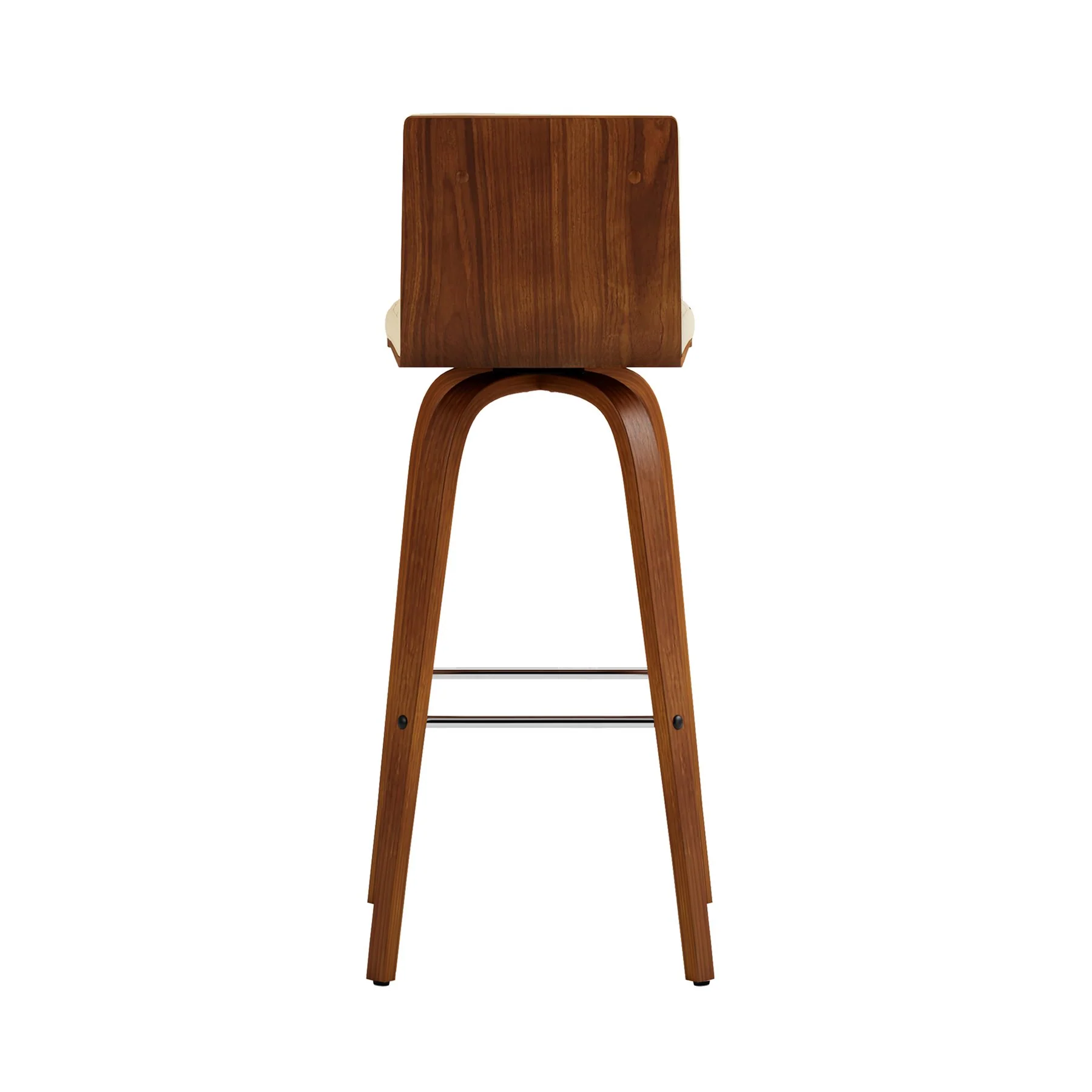 Vienna 30" Swivel Bar Stool in Walnut Wood Finish with Cream Faux Leather - Image 2